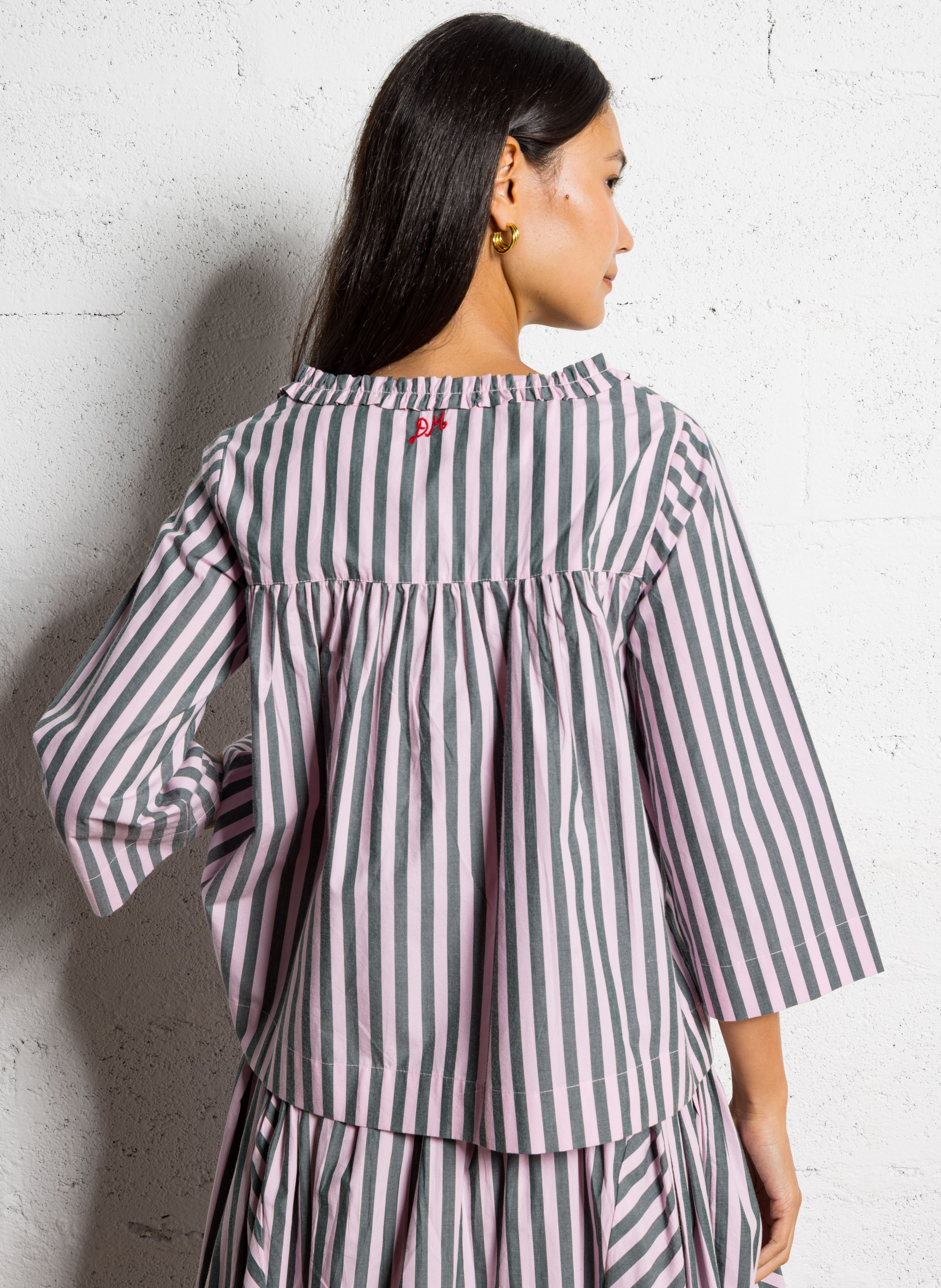 Blouse col carré rayée en coton bio DAMSON MADDER Multicolore