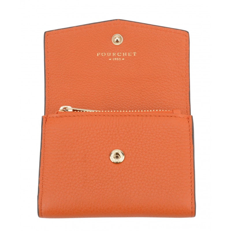 Leather coin purse POURCHET Orange
