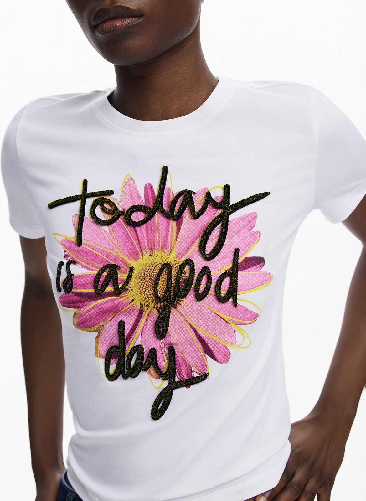 Tee-shirt droit manches courtes imprimé DESIGUAL Blanc