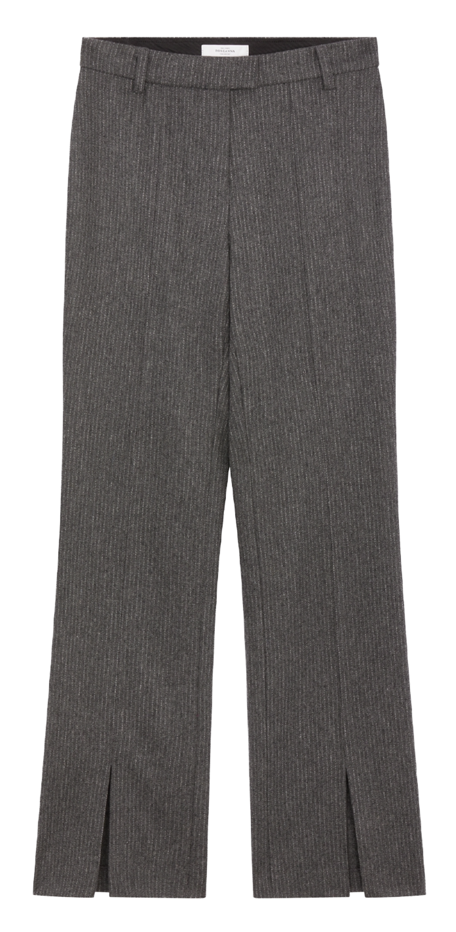 Pantalon droit en laine mélangée rayé ROSEANNA Gris