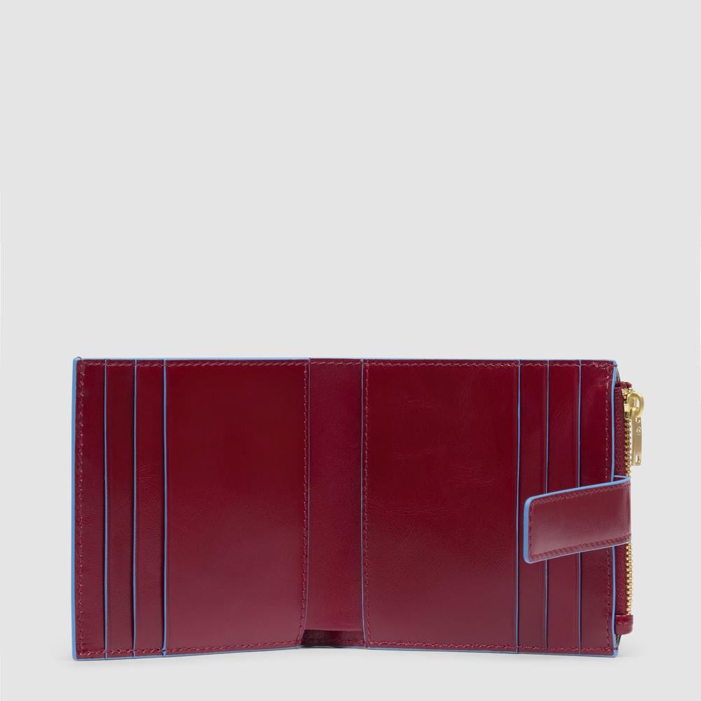 Women's leather credit card holder with coin pocket and RFID protection PIQUADRO Red