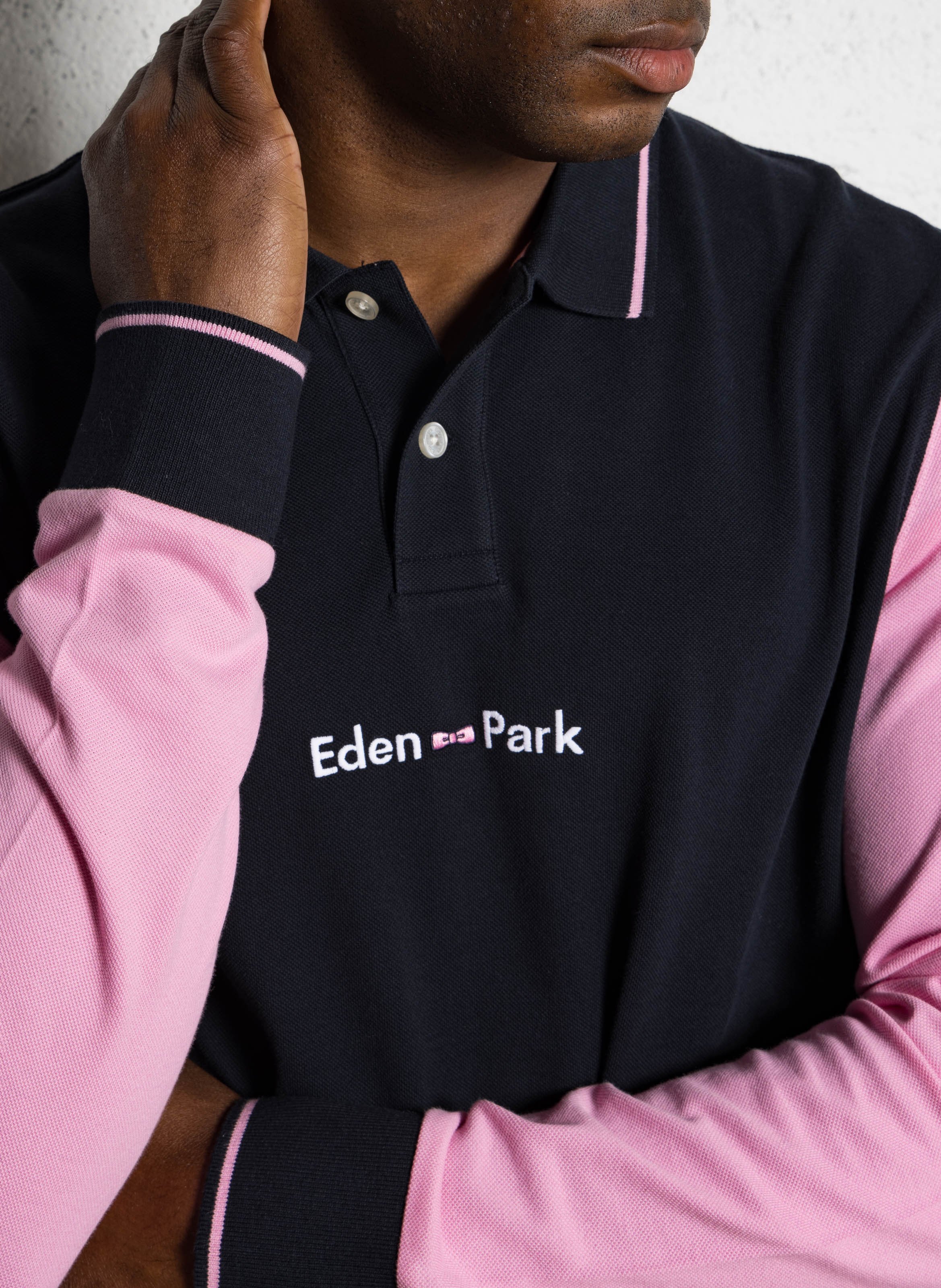 Polo manches longues en coton EDEN PARK Bleu
