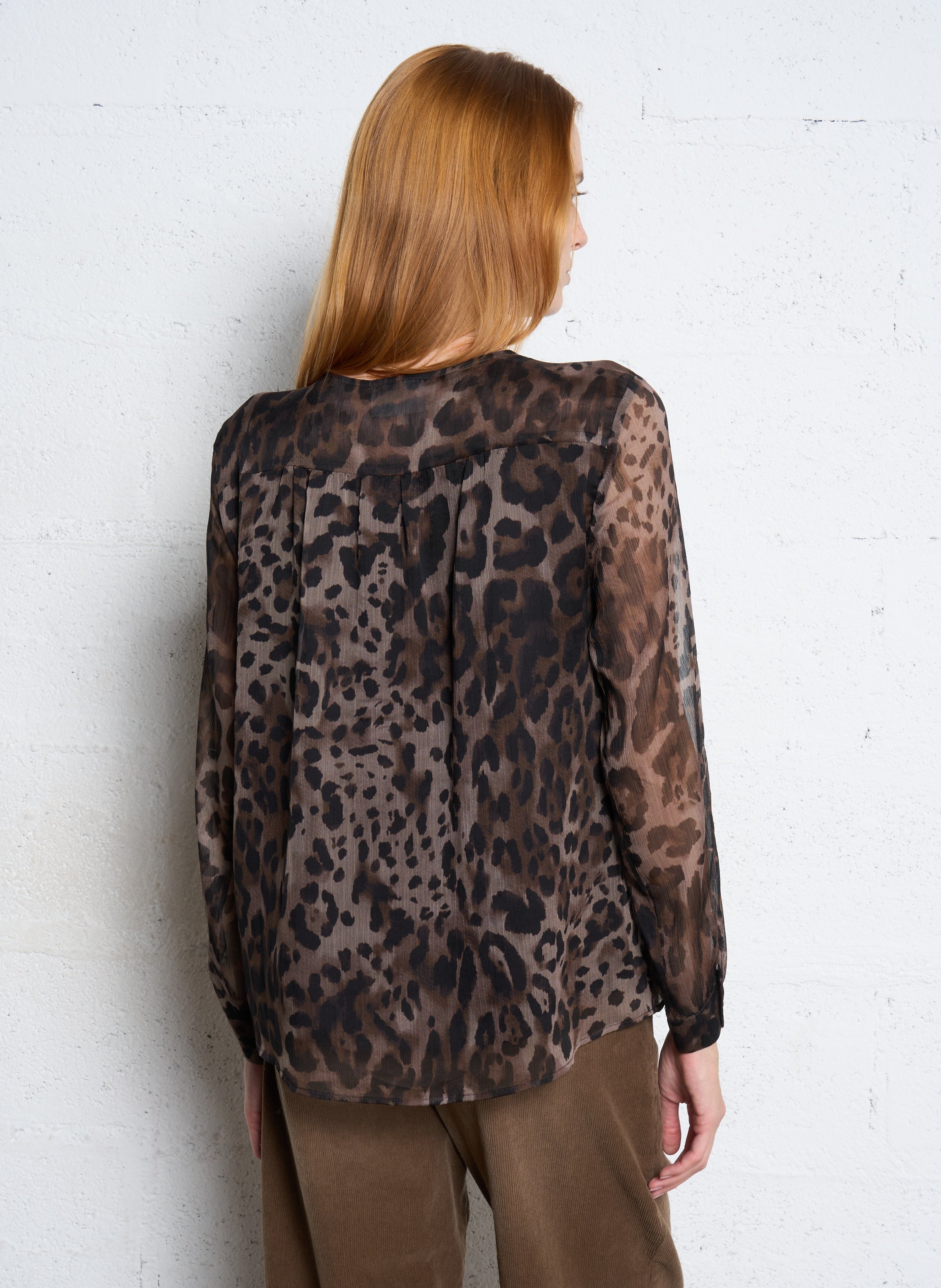 Blouse droite col rond léopard SUD EXPRESS Beige