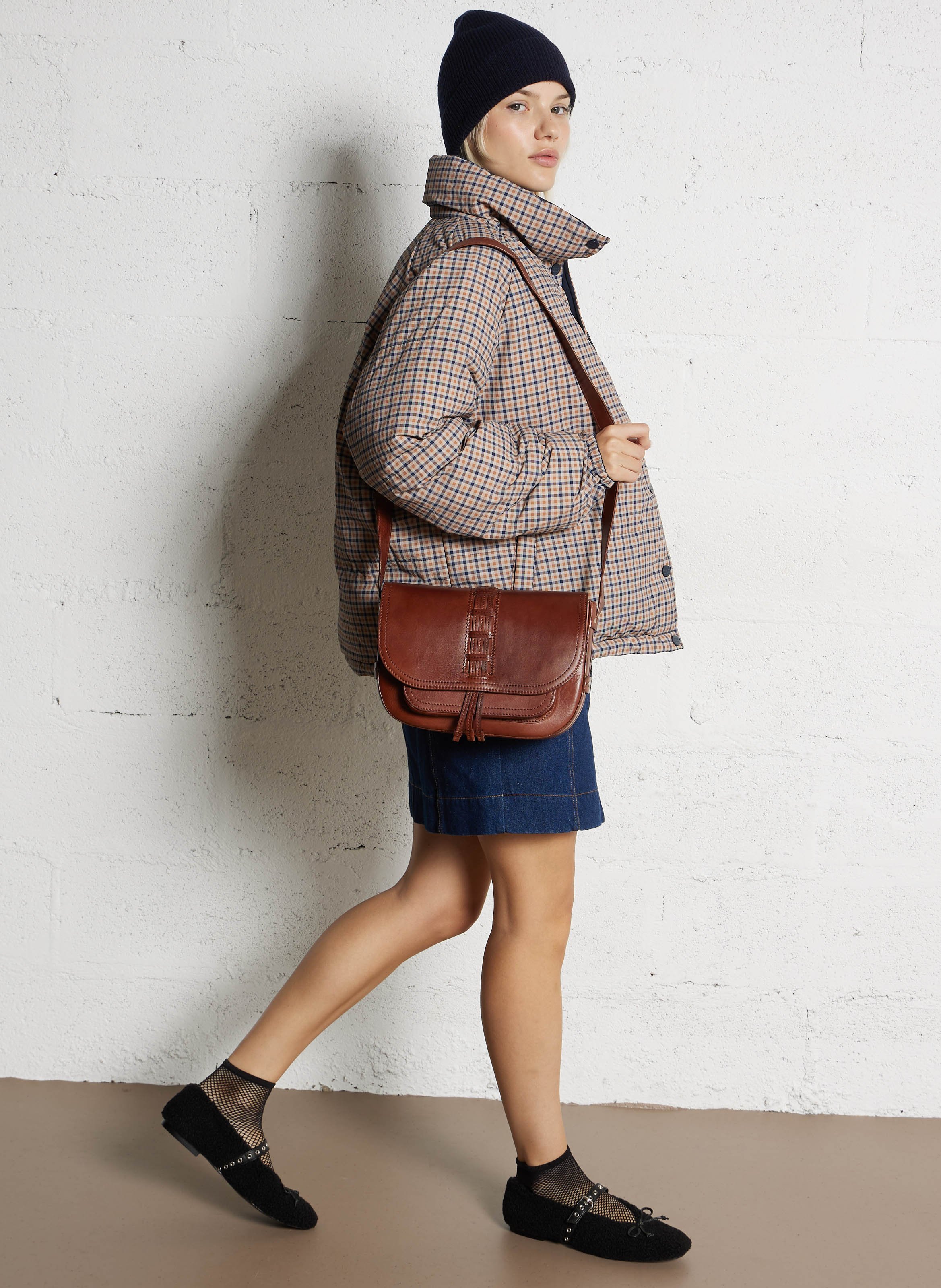 Sac bandoulière en cuir MAISON 123 Beige