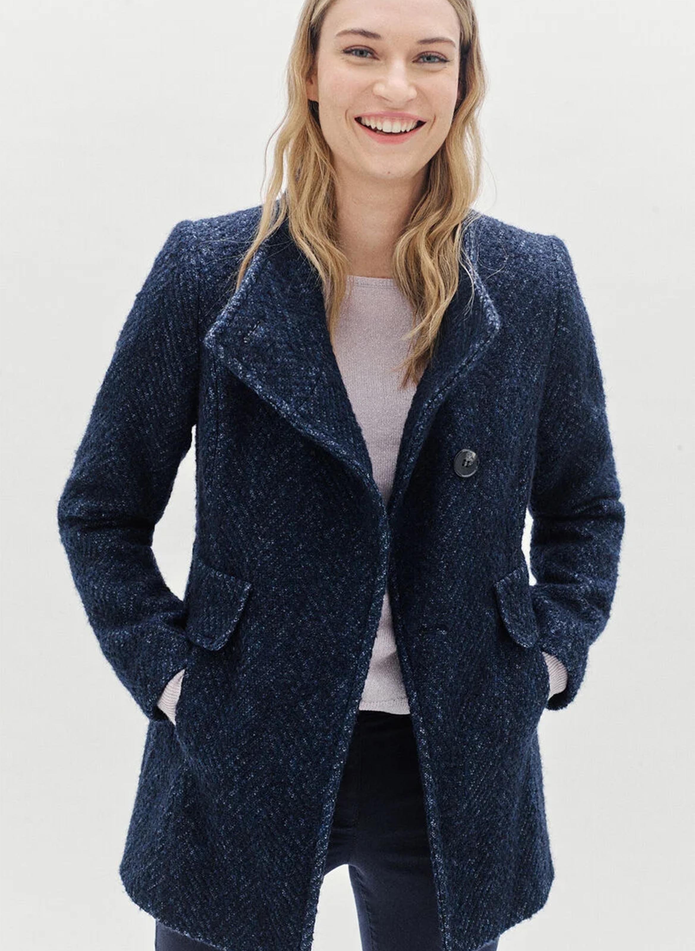 High-neck wool-blend coat CAROLL Blue