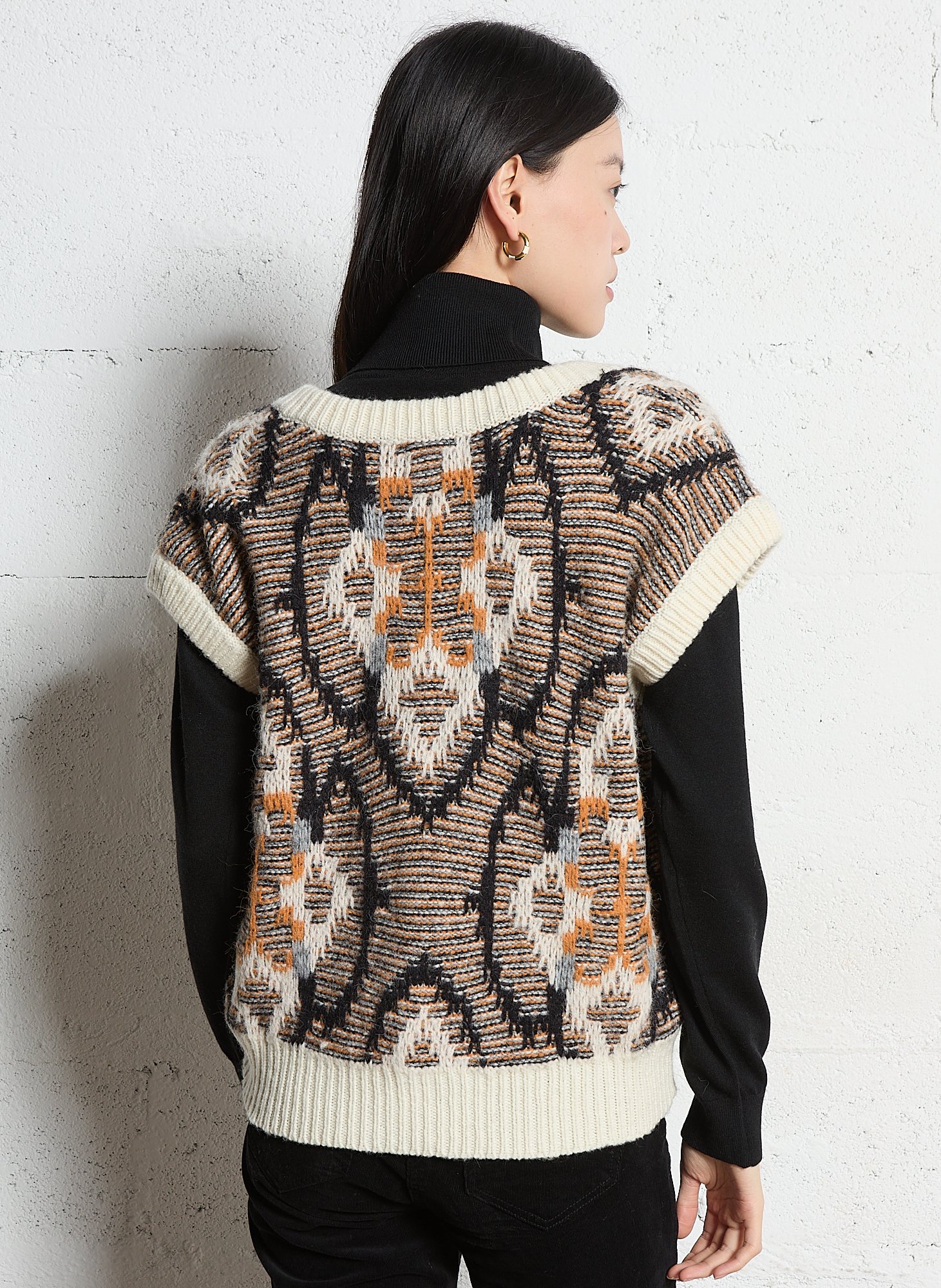 Pull col V en laine mélangée MAISON 123 Beige