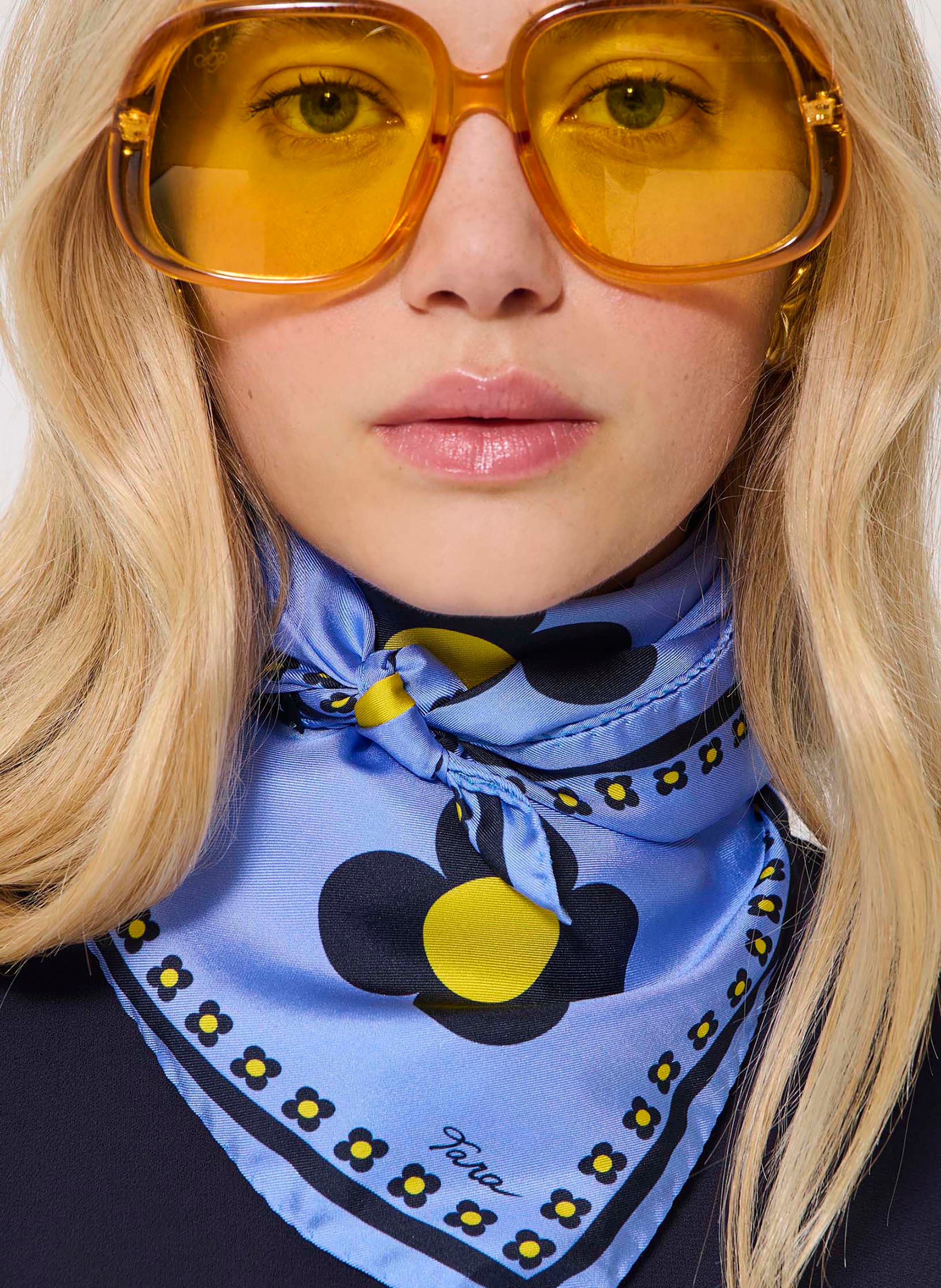 Printed silk scarf TARA JARMON Blue