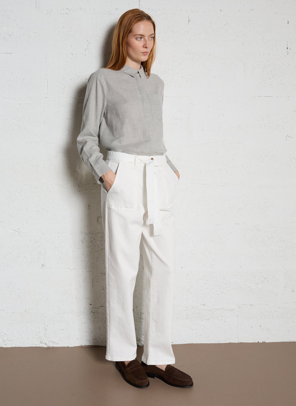 Chemise droite col classique en coton mélangé LA PETITE ETOILE Gris