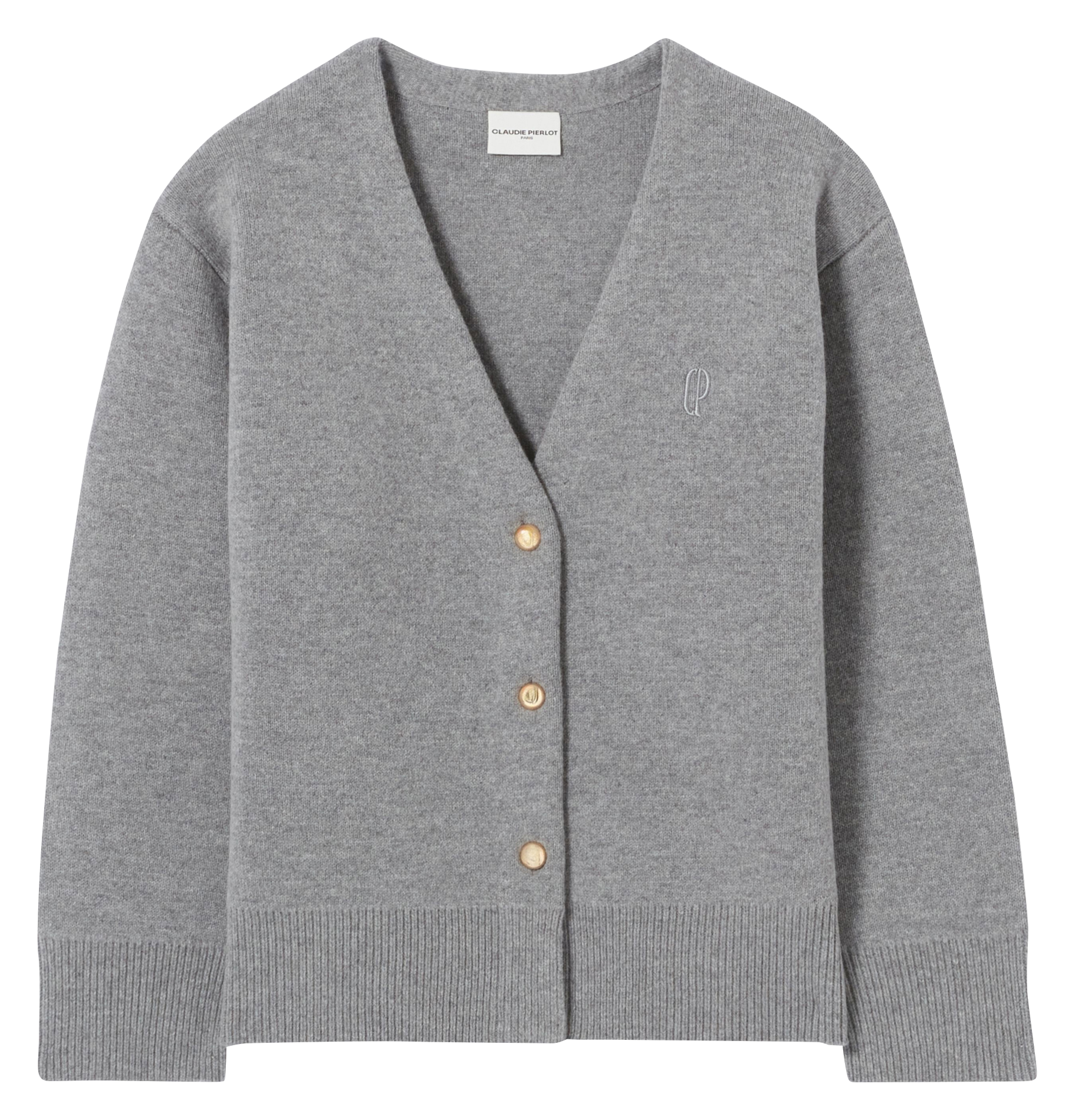 Gilet col V en laine mélangée CLAUDIE PIERLOT Gris