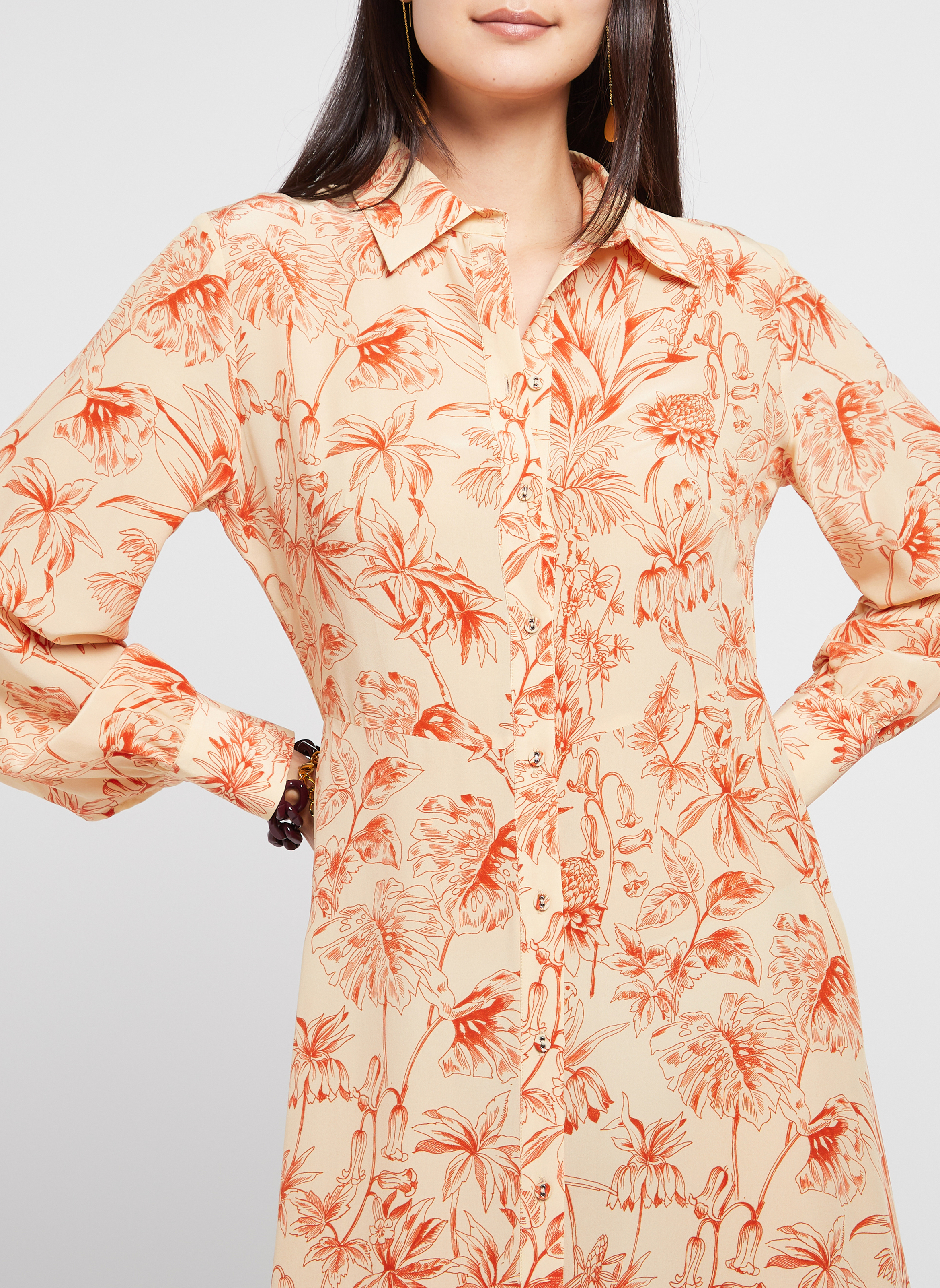 Robe chemise longue cintrée  ATTIC AND BARN Orange