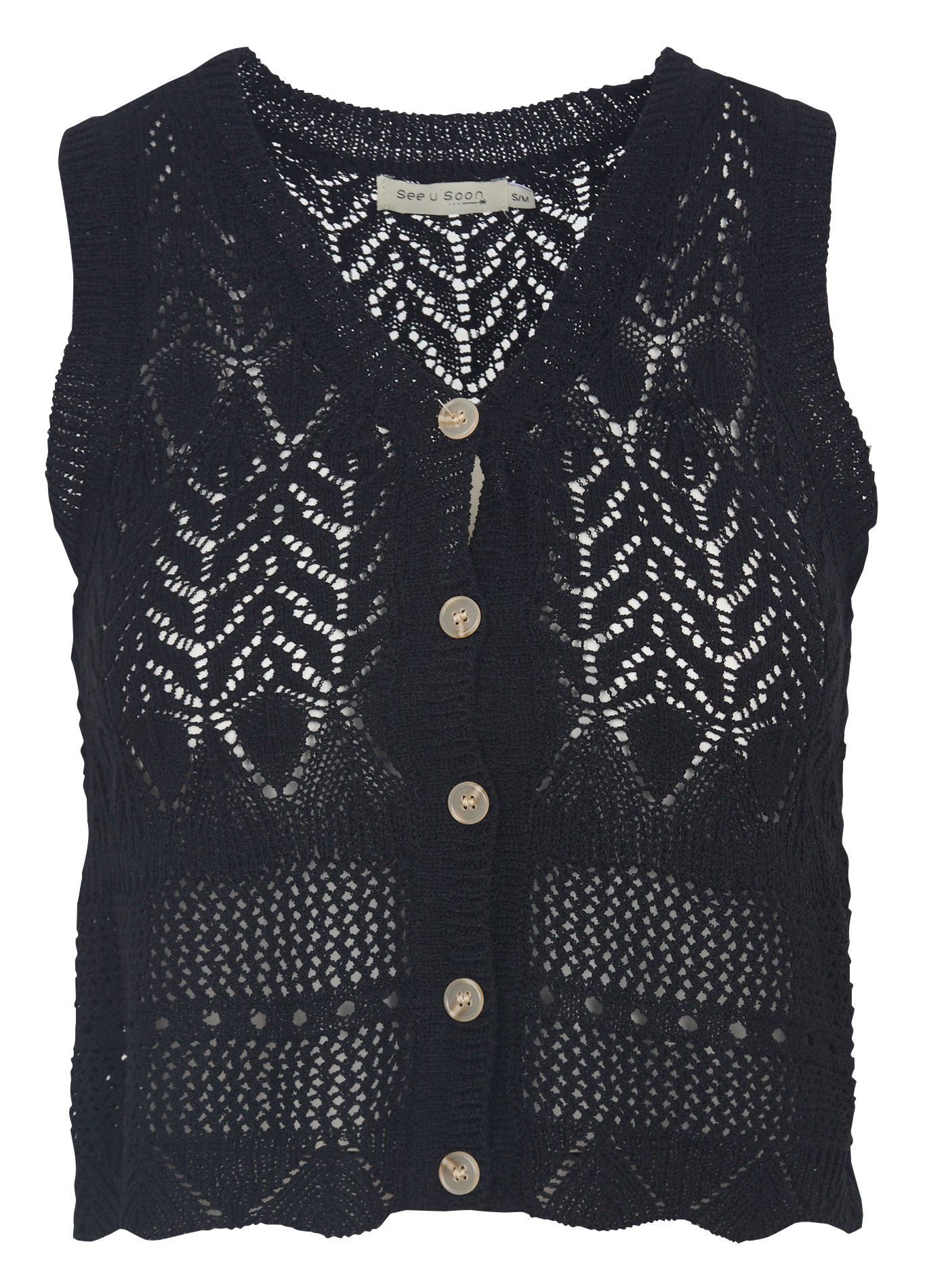 Top sans manches col V en crochet SEE U SOON