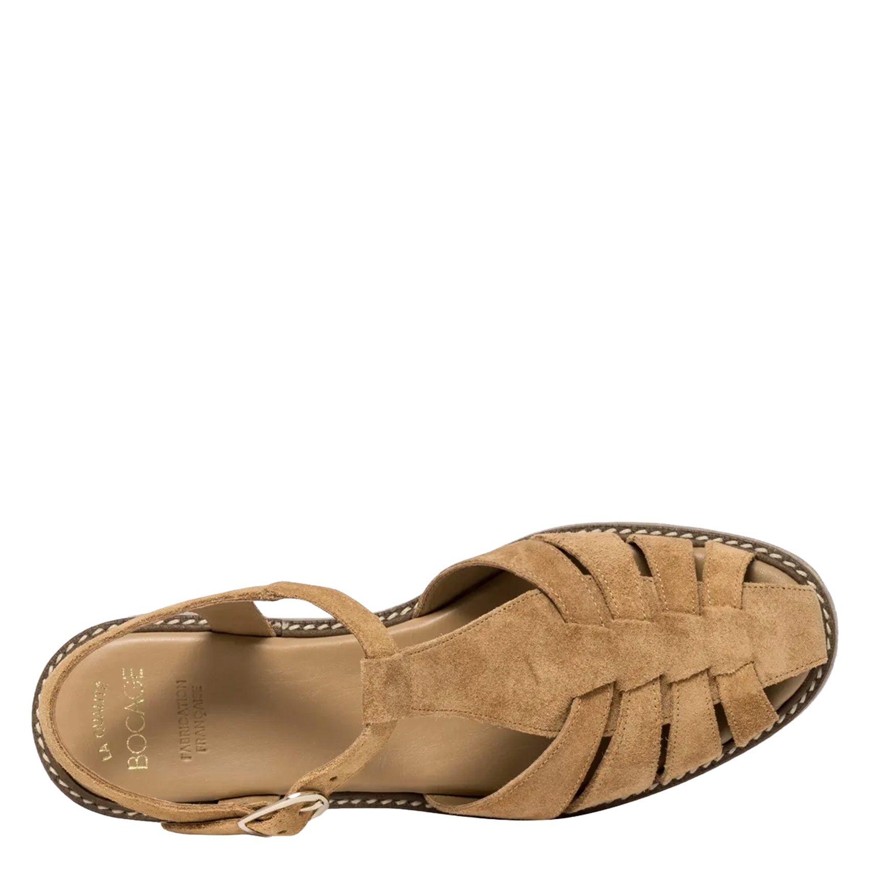 Strappy suede sandals BOCAGE Brown