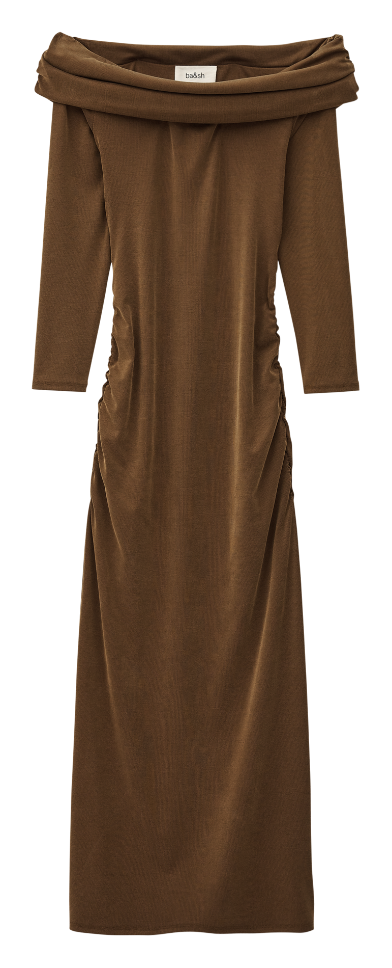 Robe longue col bardot BA&SH Marron