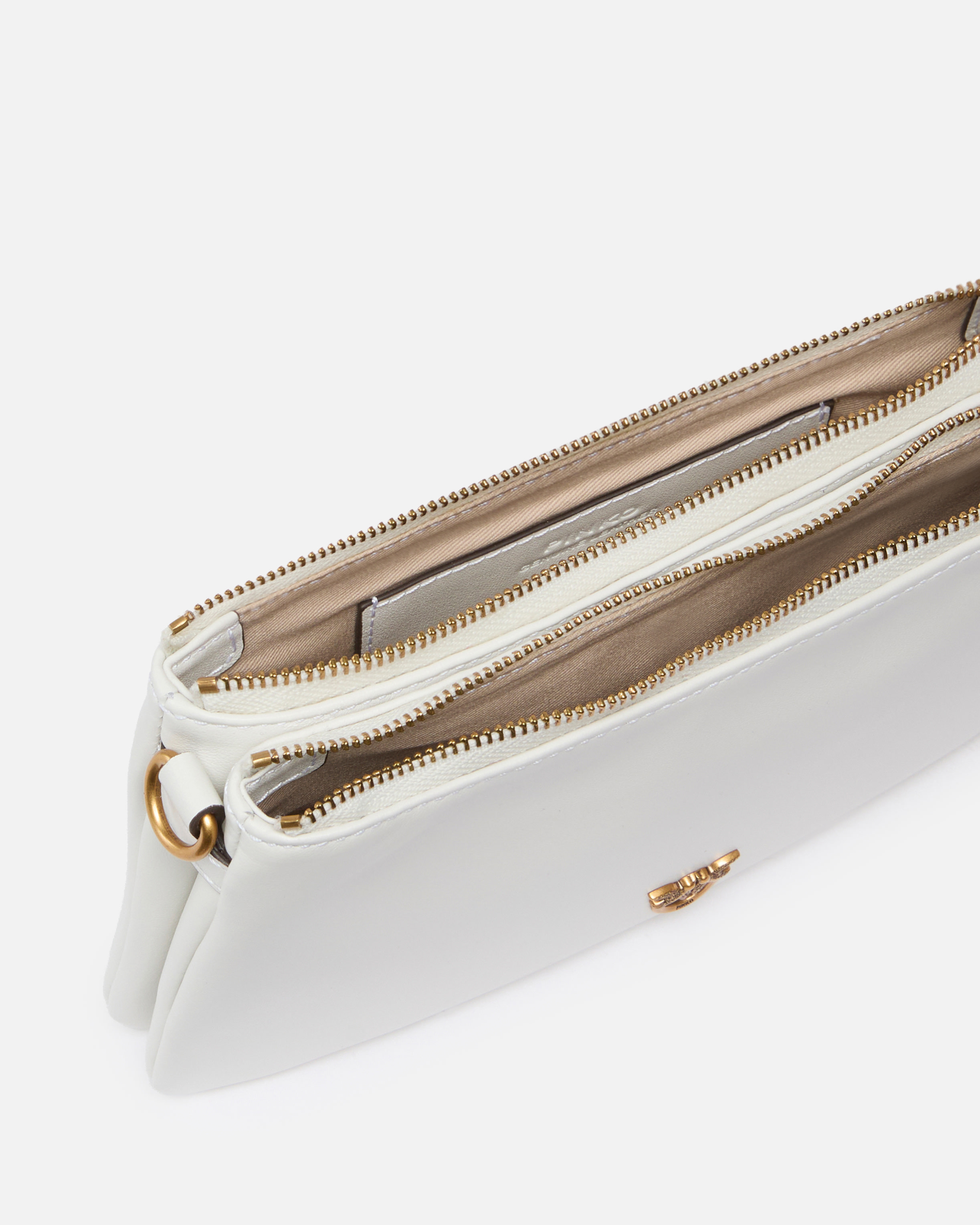 Petit sac à bandoulière mini double bag en cuir PINKO Blanc