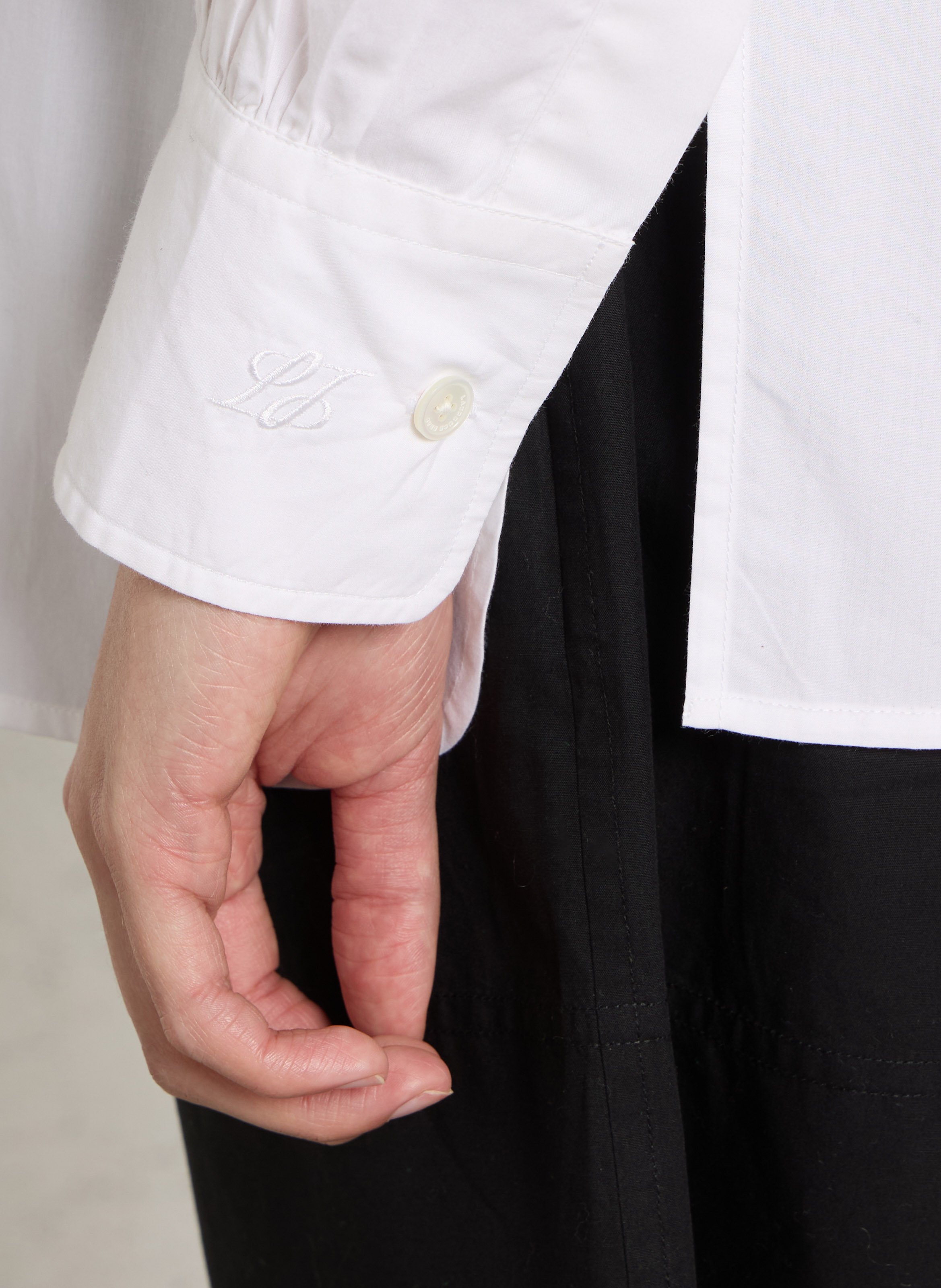 Straight round neck shirt with pleats LAURENCE BRAS White