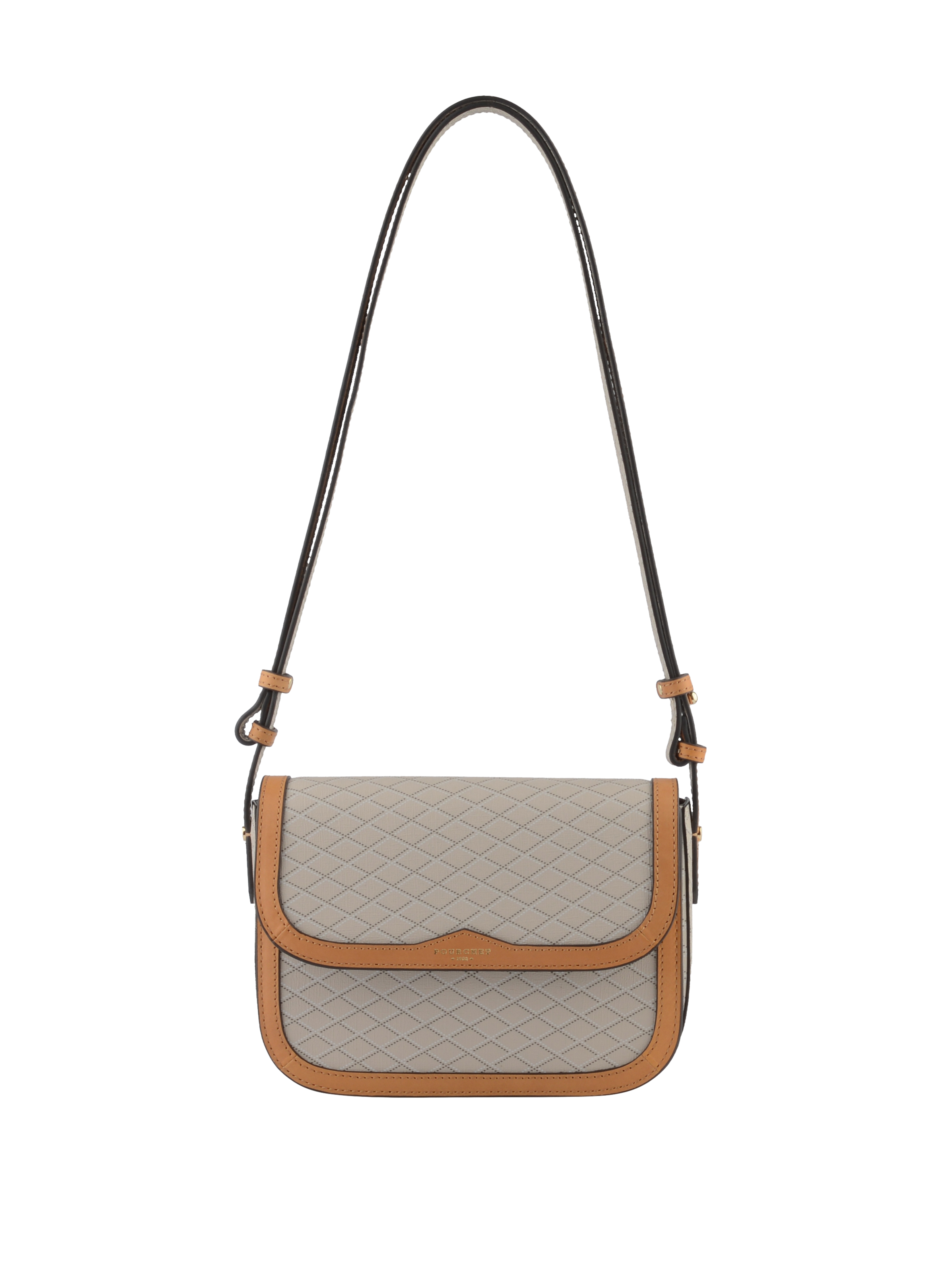 Coated canvas shoulder bag POURCHET Beige