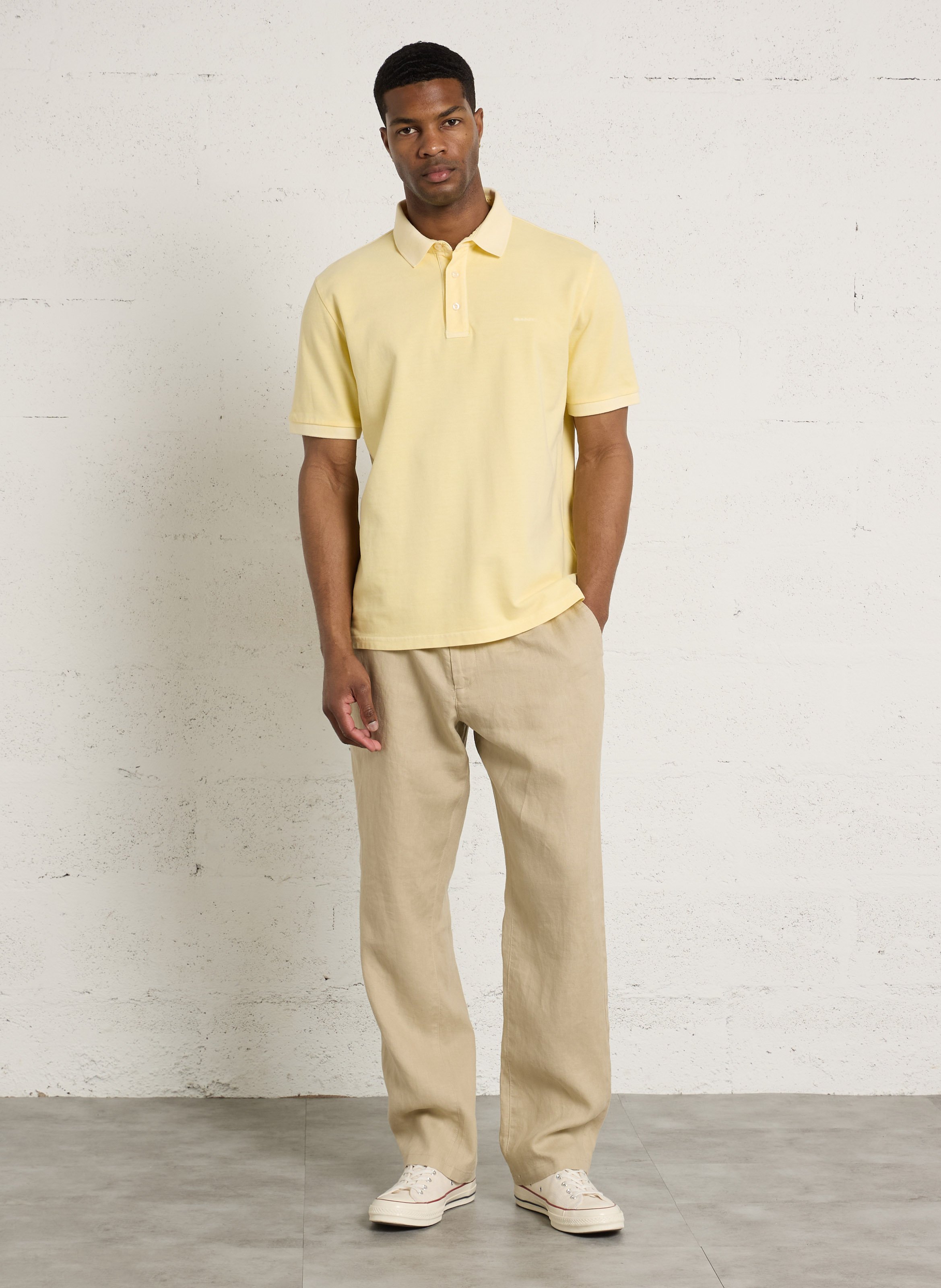 Straight cotton polo shirt GANT Yellow