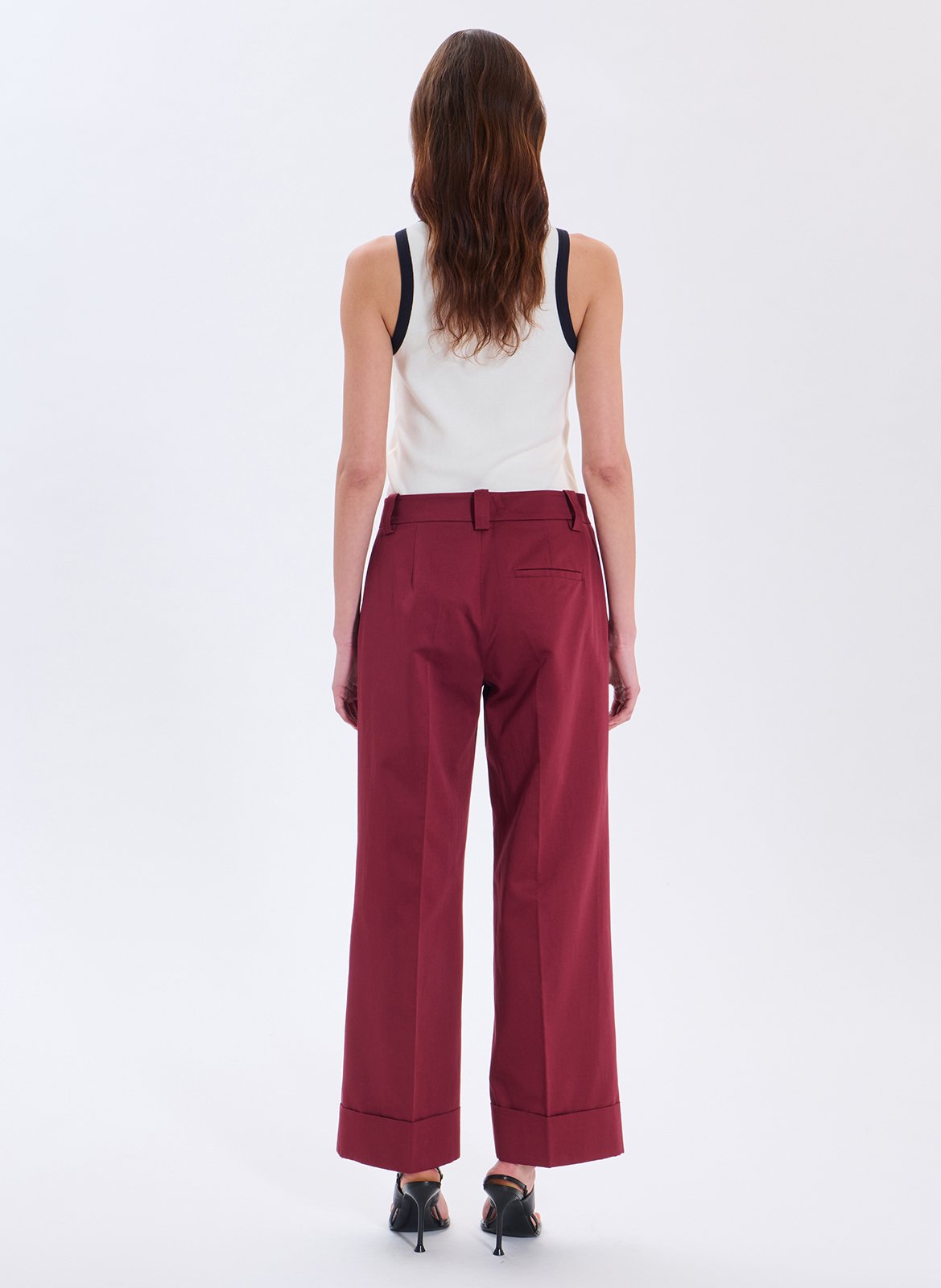 Plain high-waisted straight-cut pants ZAPA Red