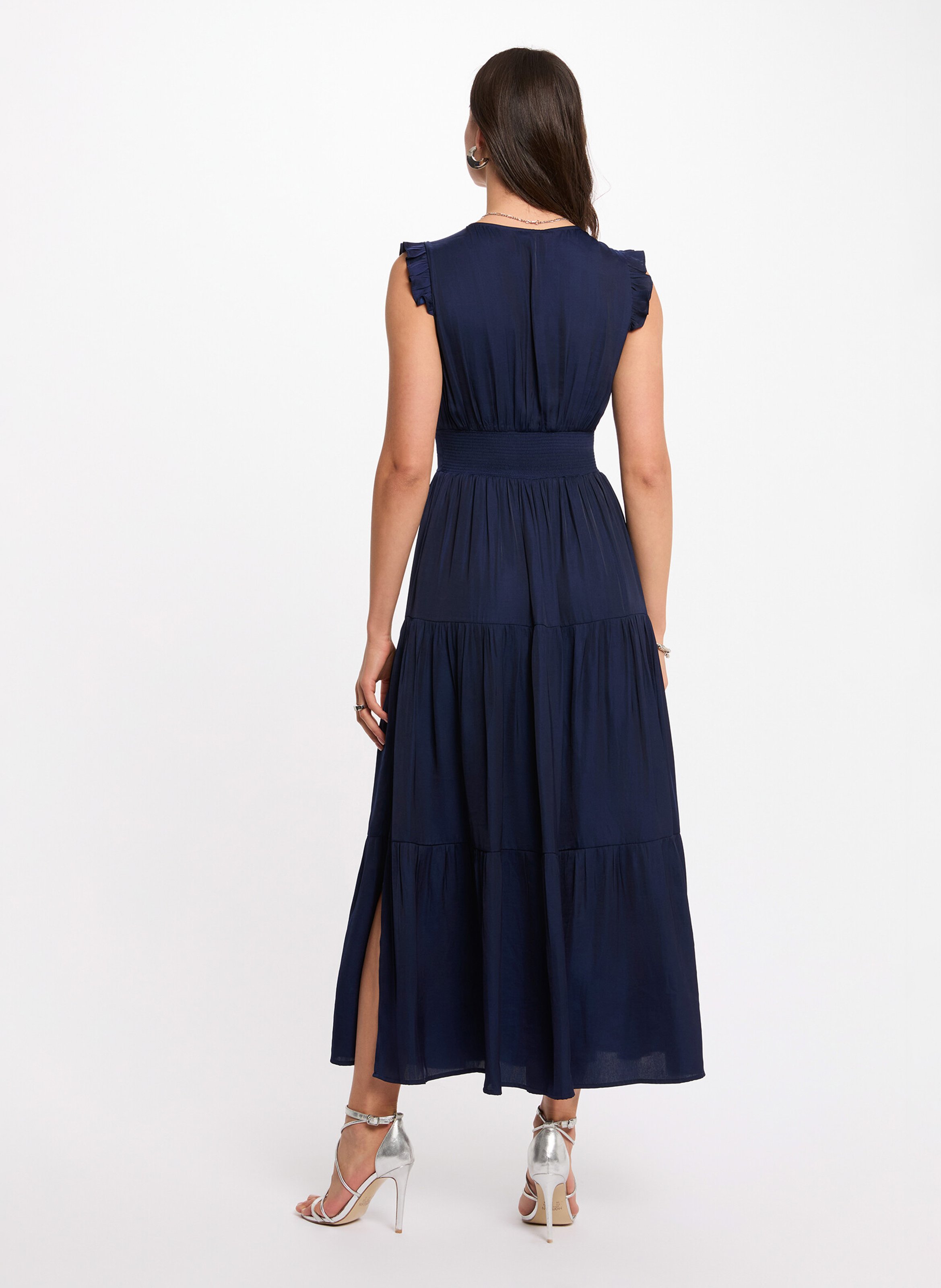 Robe longue col V ample MORGAN Bleu