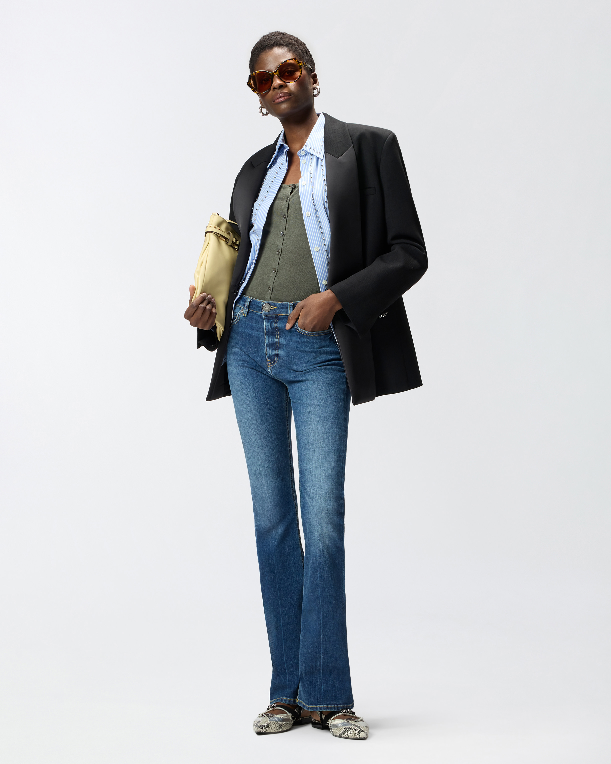 Jean flare en denim stretch PINKO Bleu