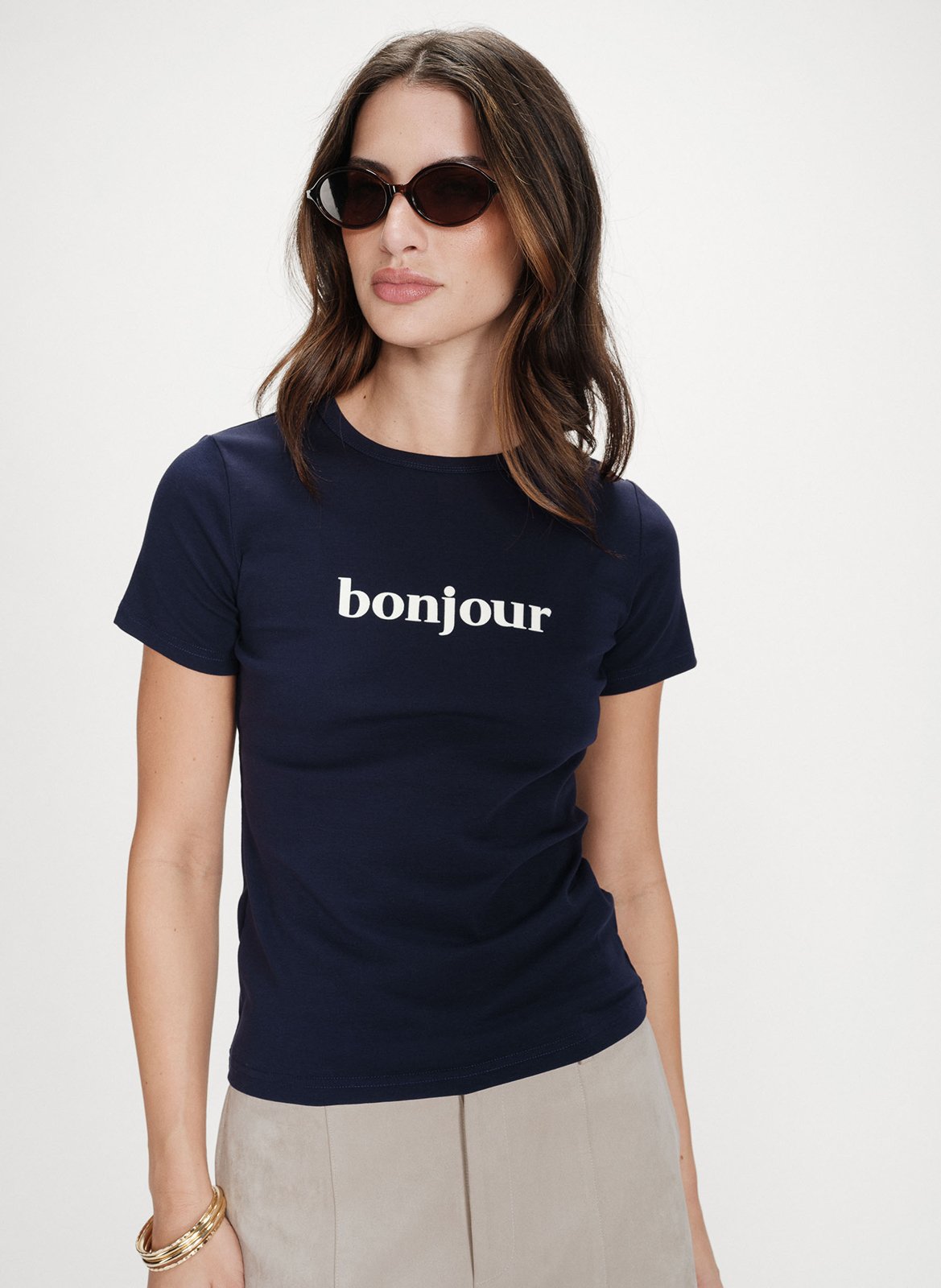 Einfarbiges Langarm-Top mit Rundhalsausschnitt GRACE ET MILA Blau