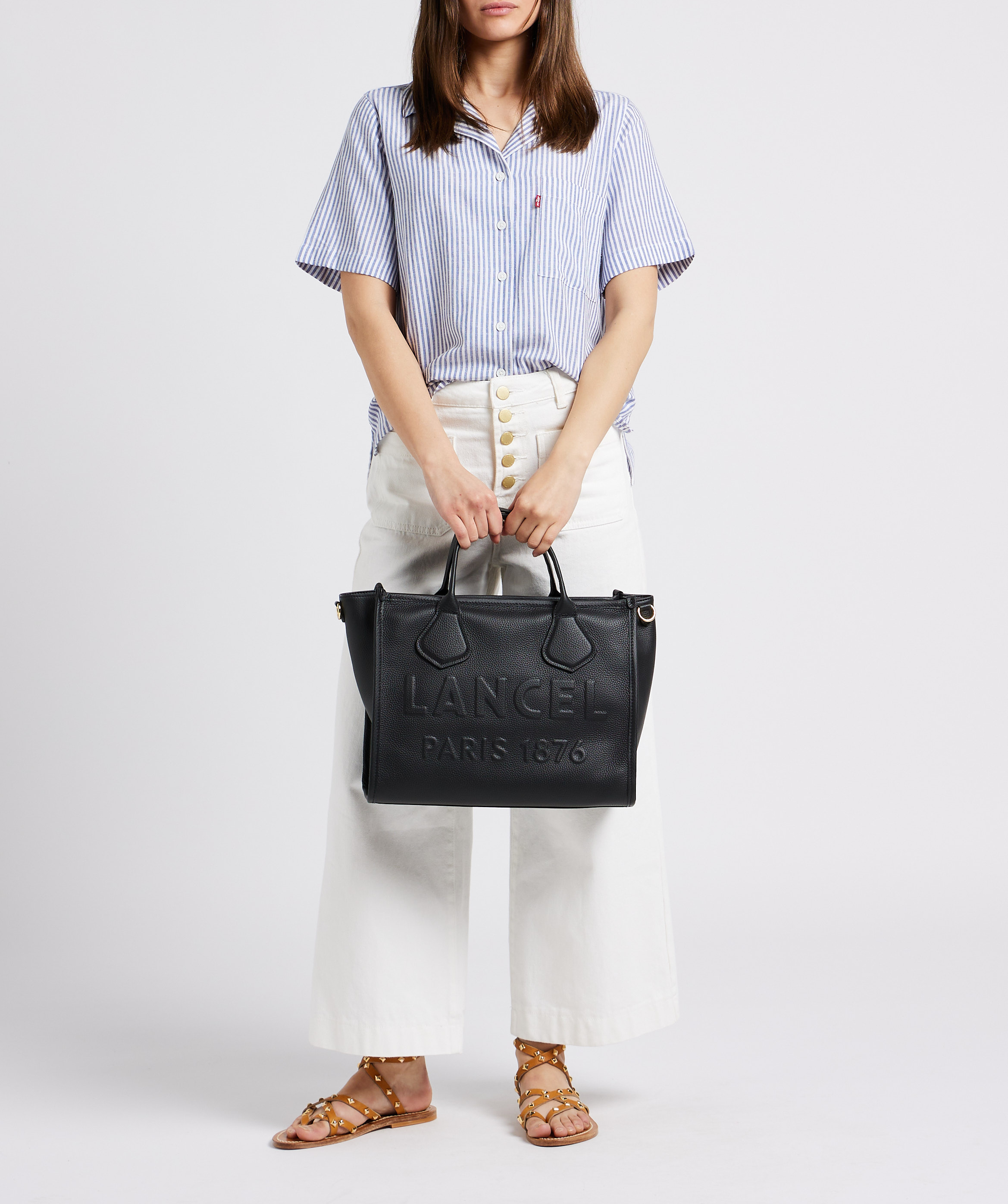 Leren shopper LANCEL Zwart