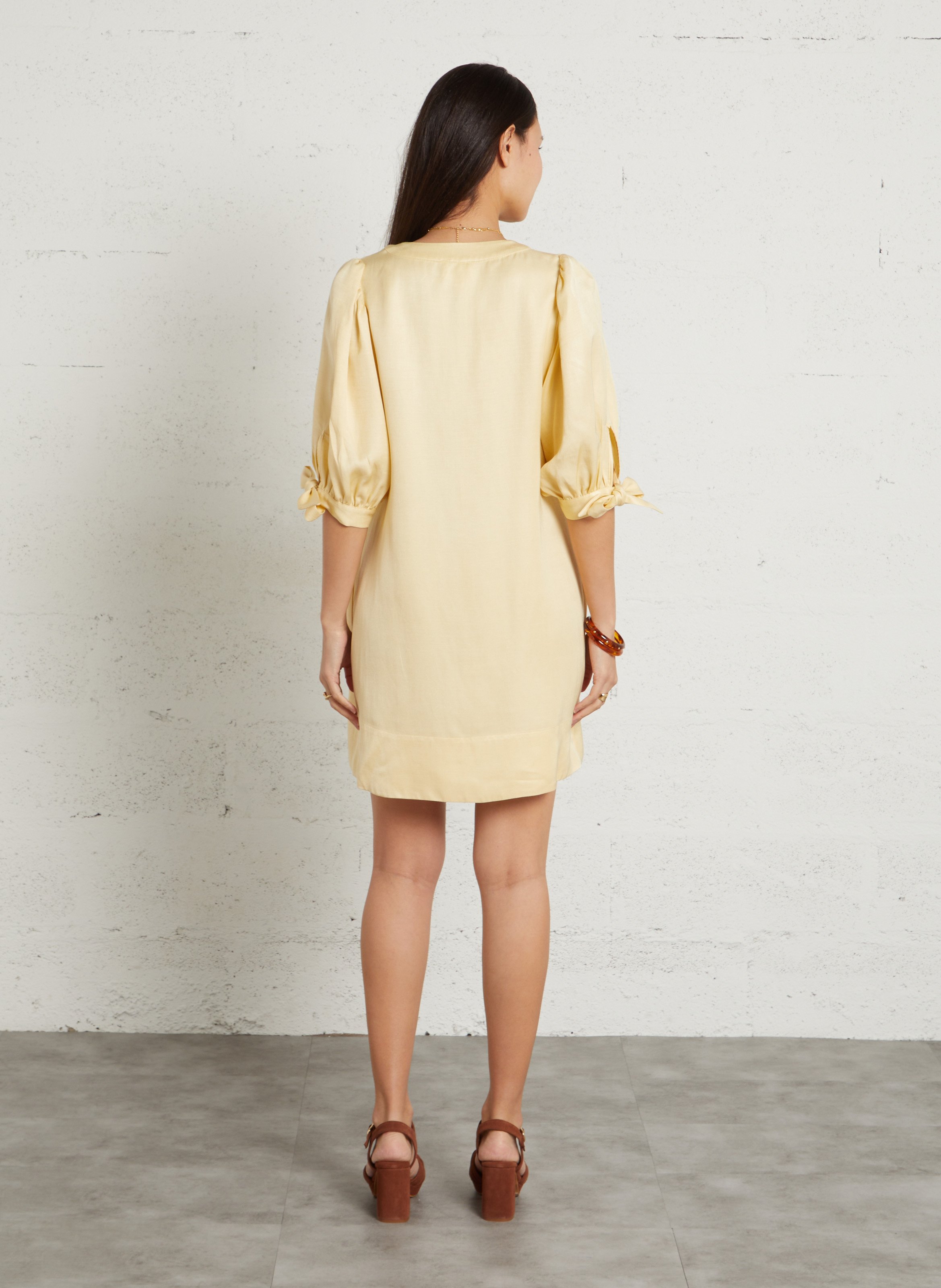 Robe courte col V unie  MAISON 123 Jaune