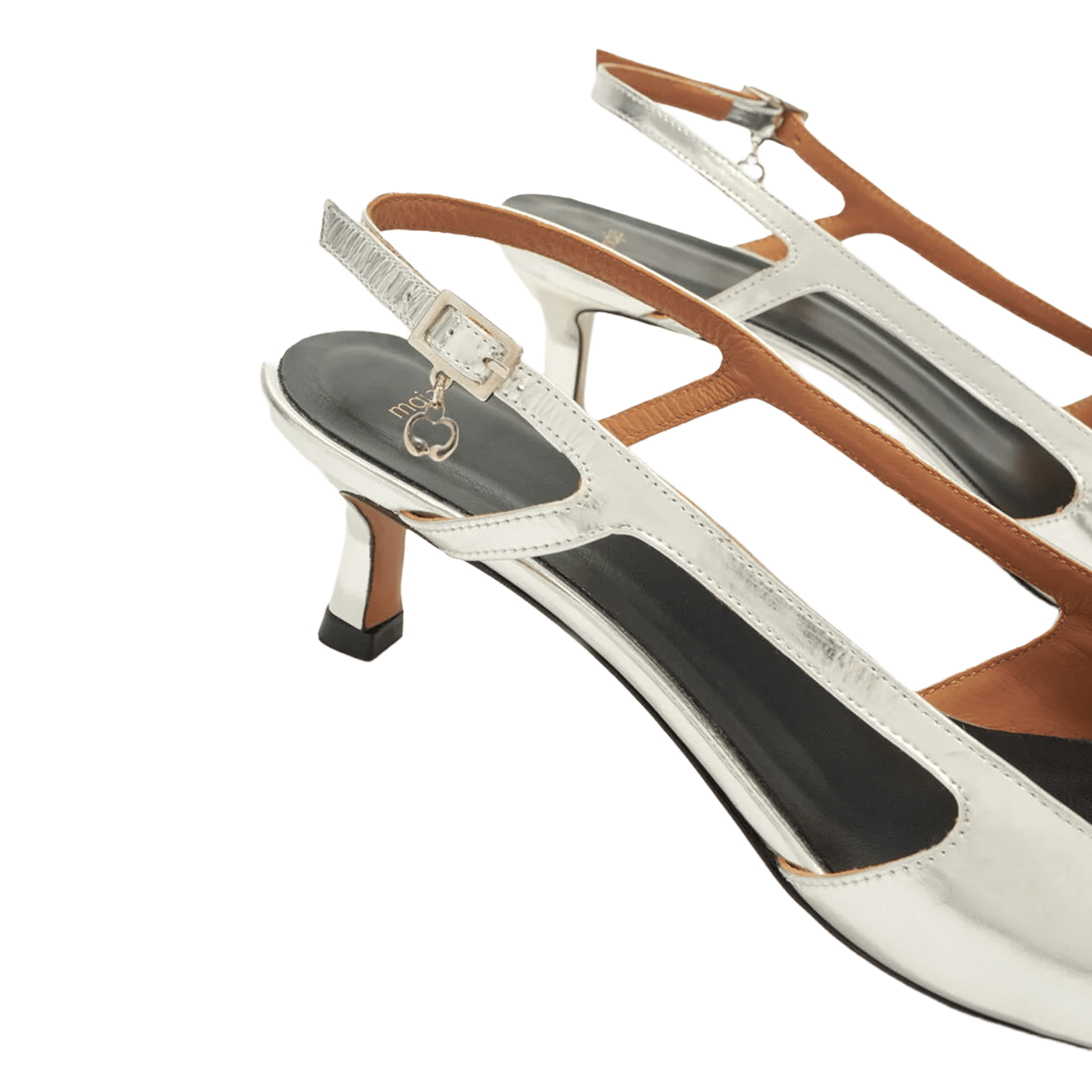 Sandales sling-back métallisées MAJE Argent