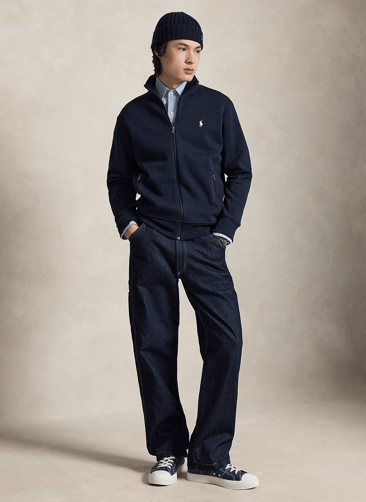 Straight high-neck cotton blend vest POLO RALPH LAUREN Blue