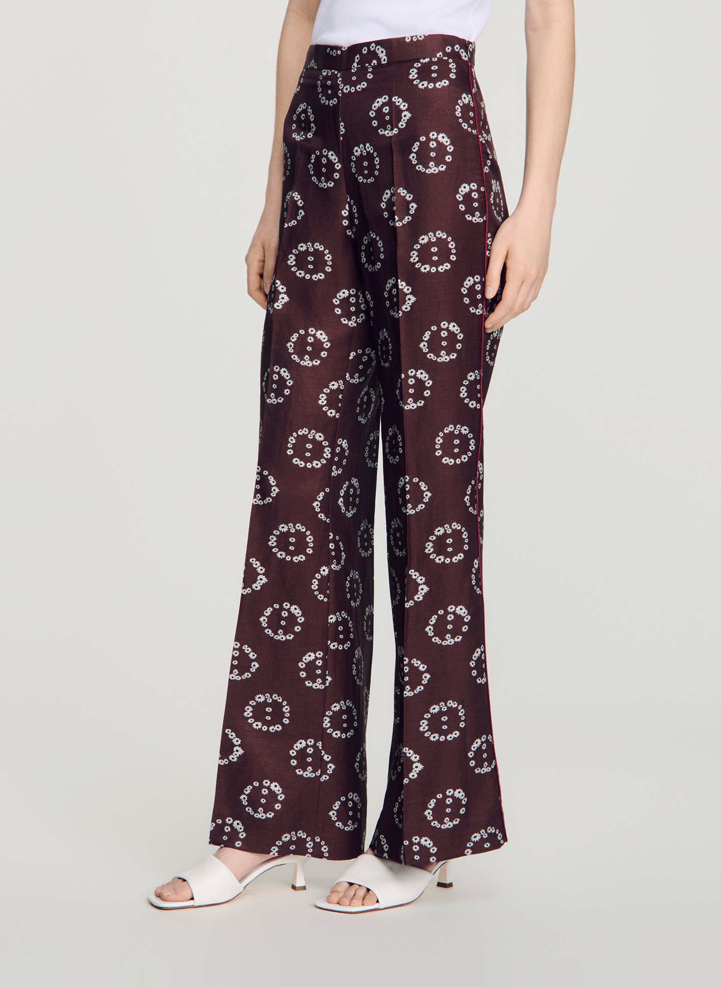 Pantalon évasé imprimé SANDRO Marron