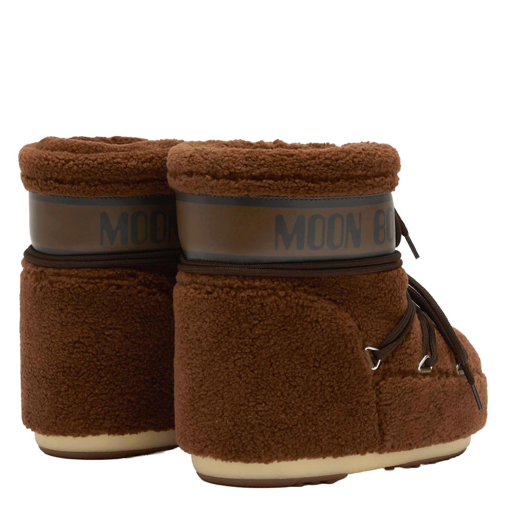 Boots à lacets en fourrure bouclée MOON BOOT Marron