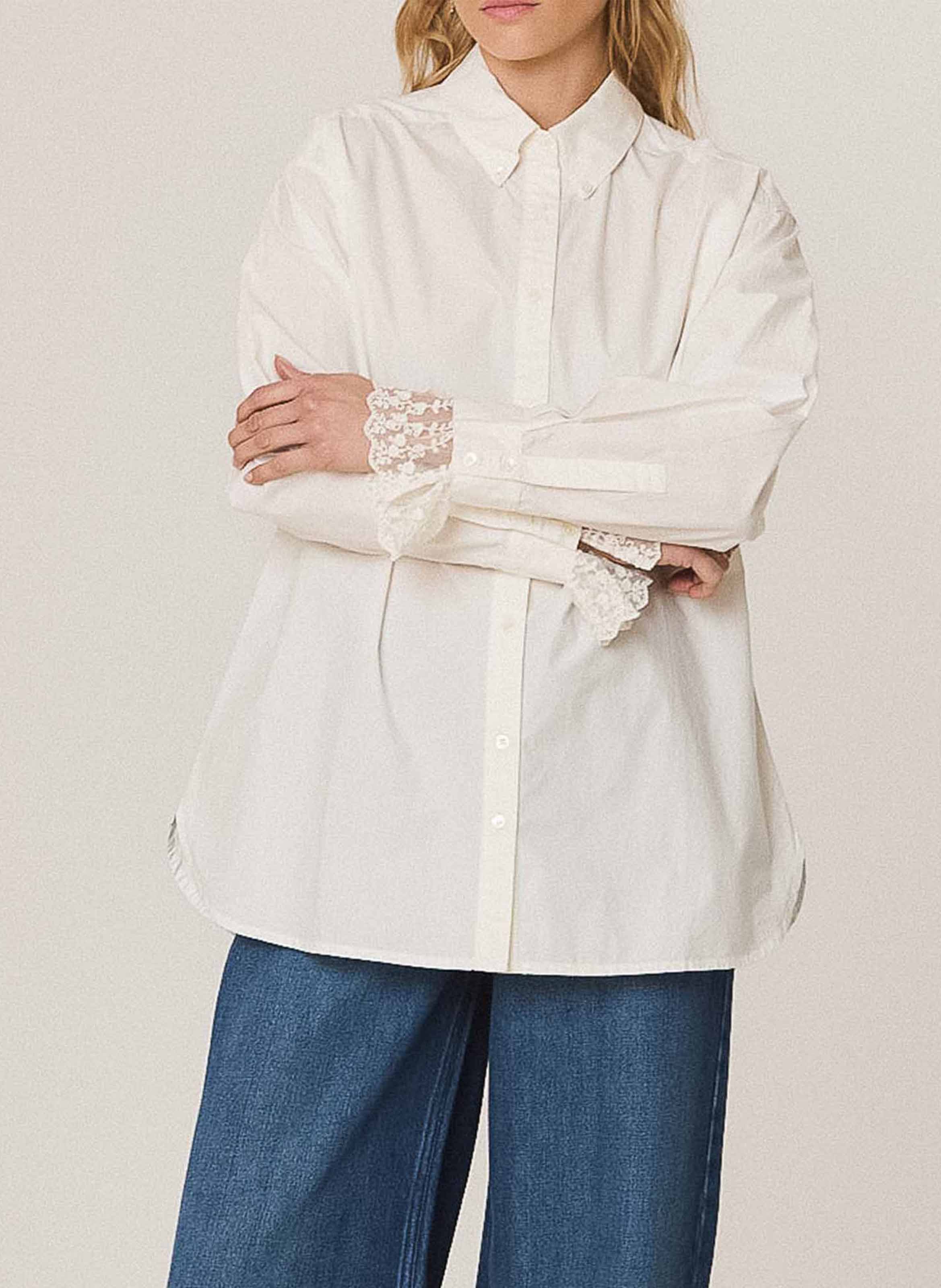 Oversized cotton shirt INDI & COLD White