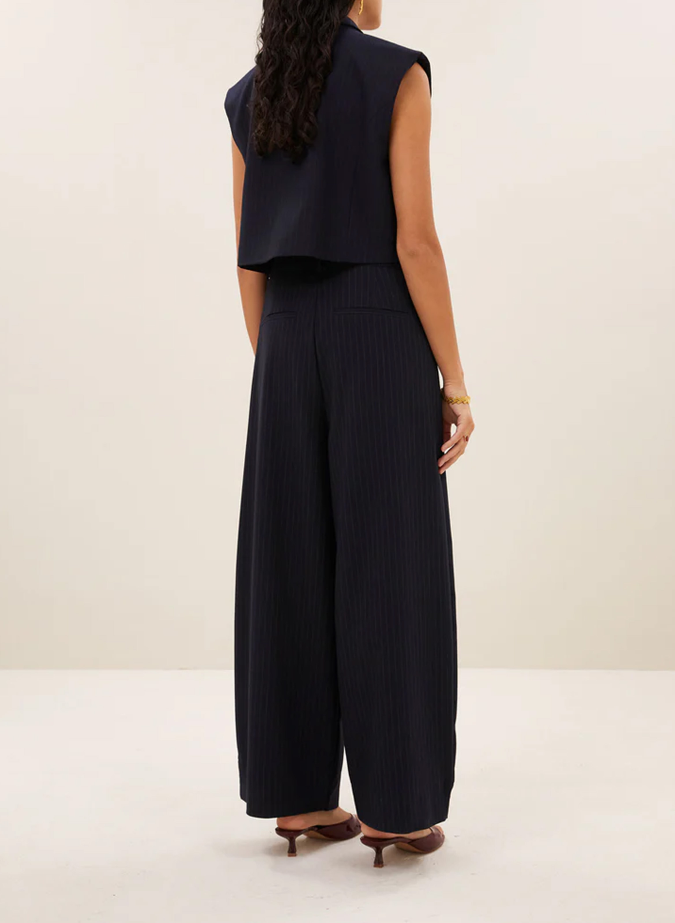 Mouwloos blazervest met kraag BY BAR Blauw