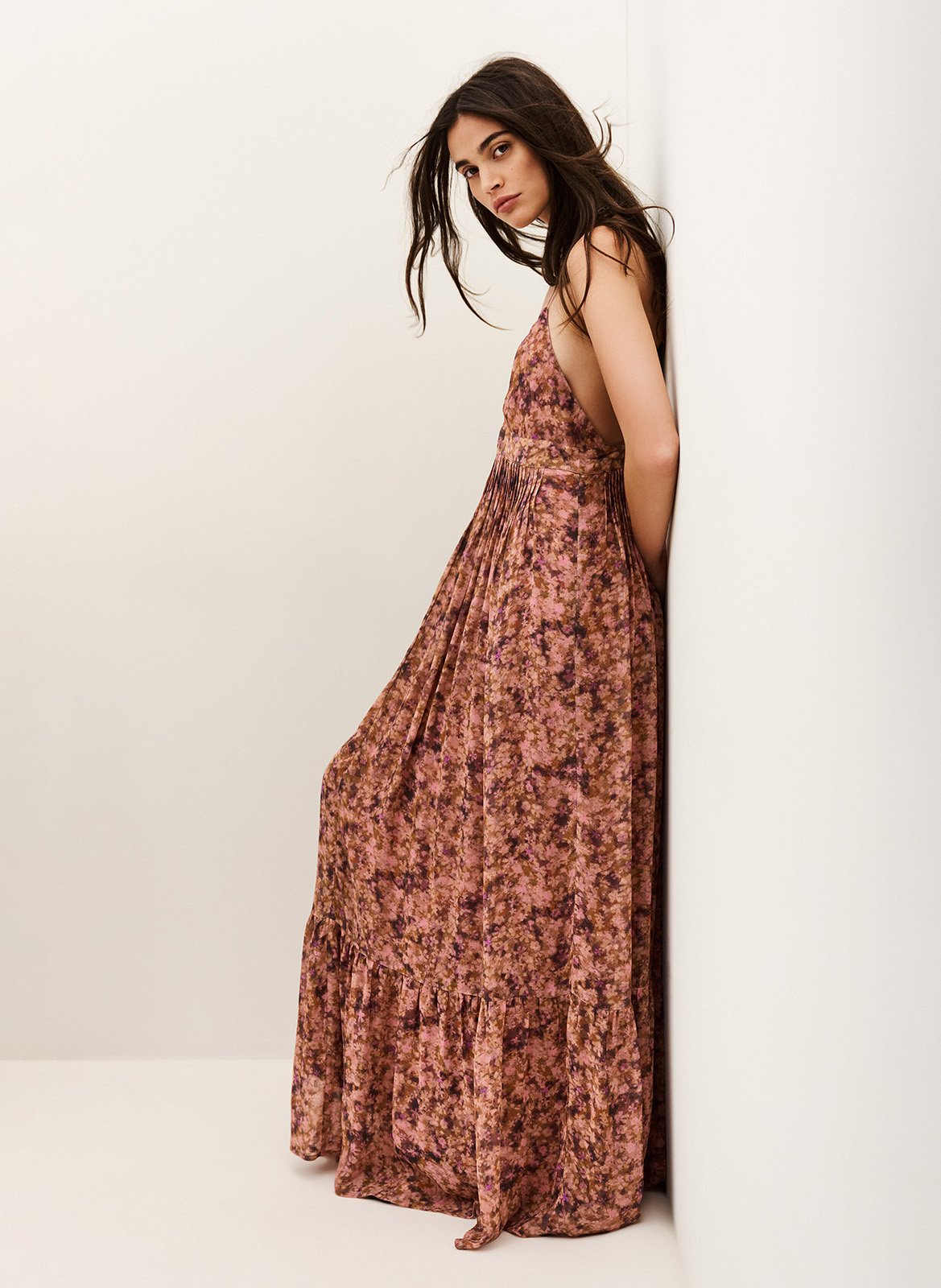 Langes Trägerkleid mit Print BA&SH Rosa