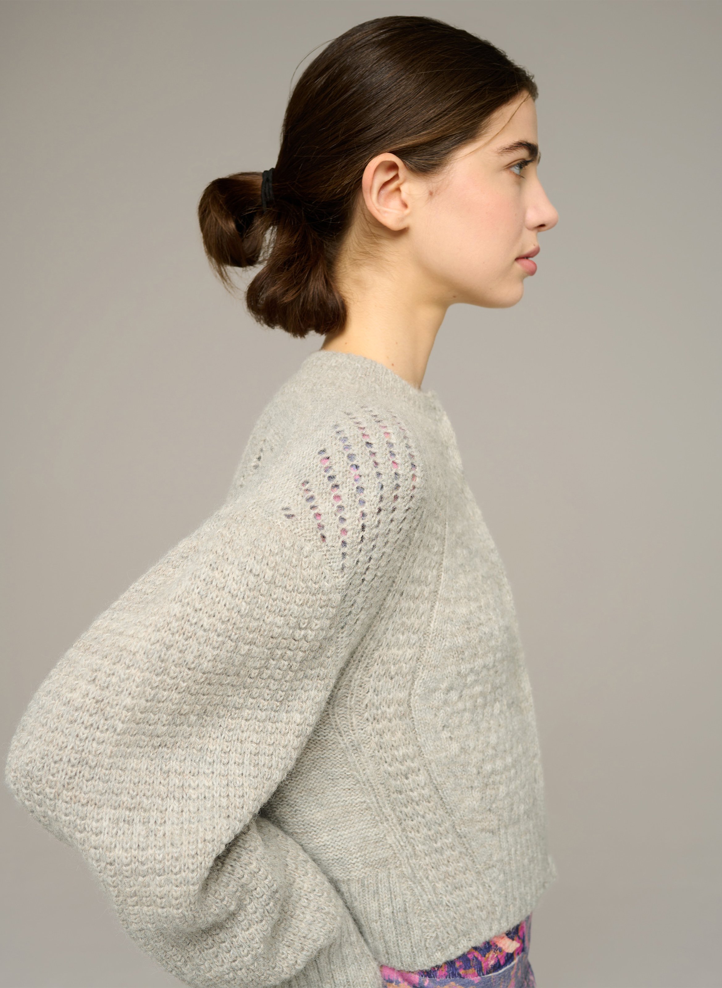 Gerade geschnittene Strickjacke aus Wollmix COTELAC Grau