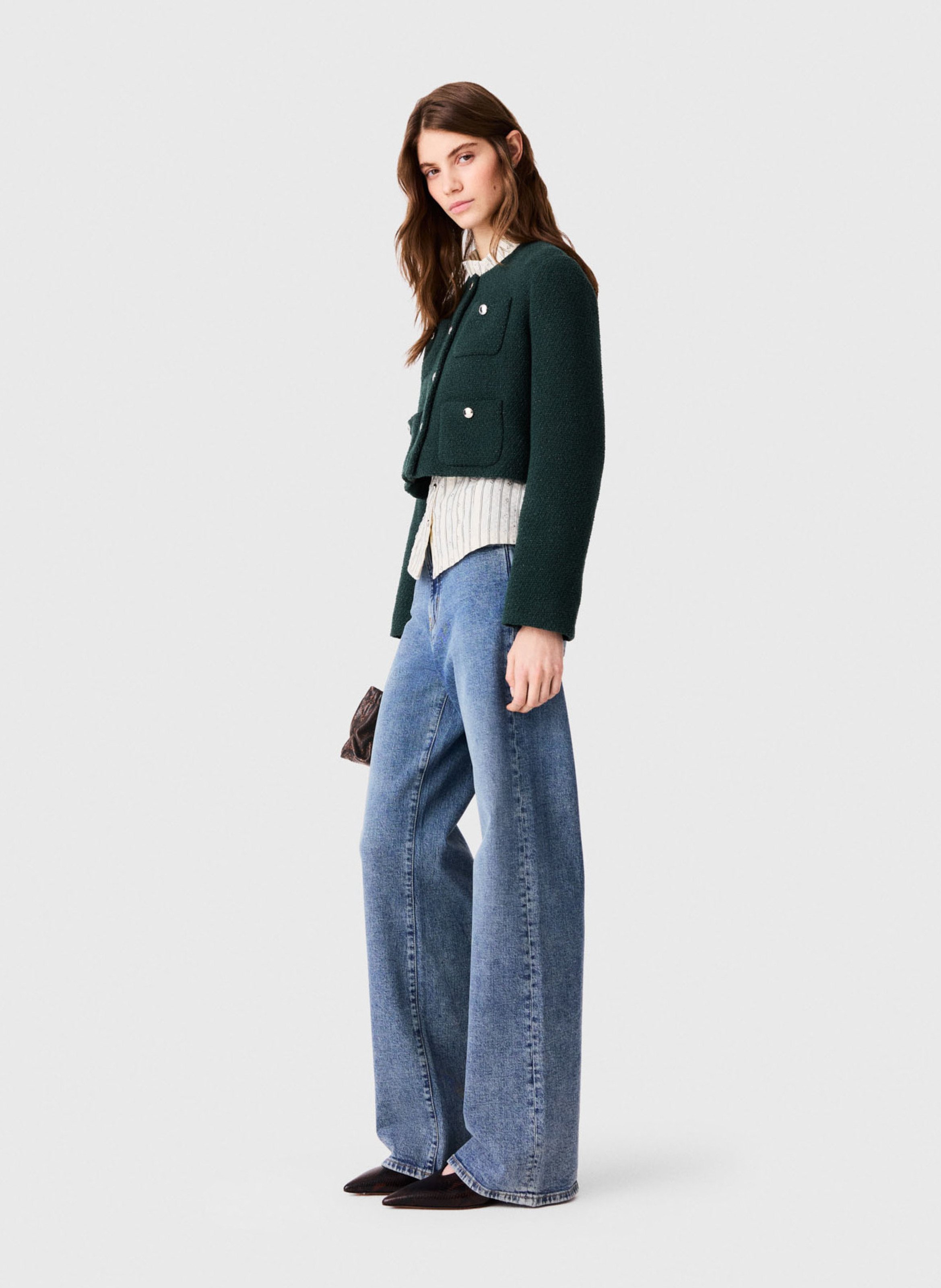 Veste courte en coton mélangé MAJE Vert