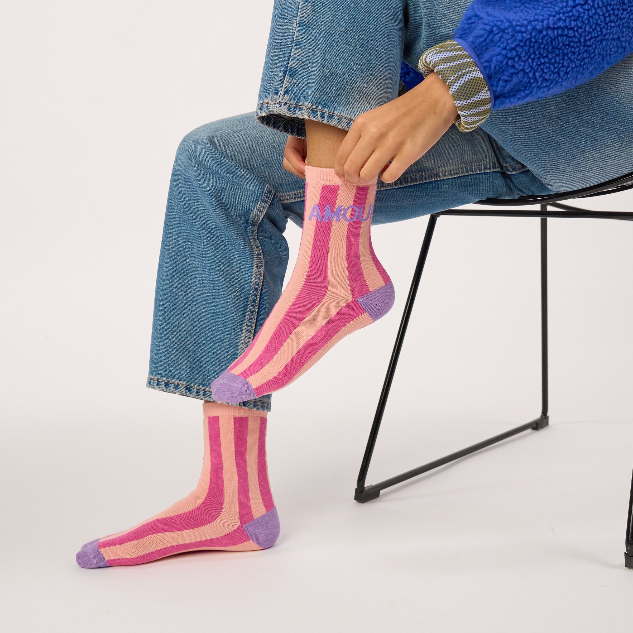 Combed cotton socks with message BILLYBELT Pink