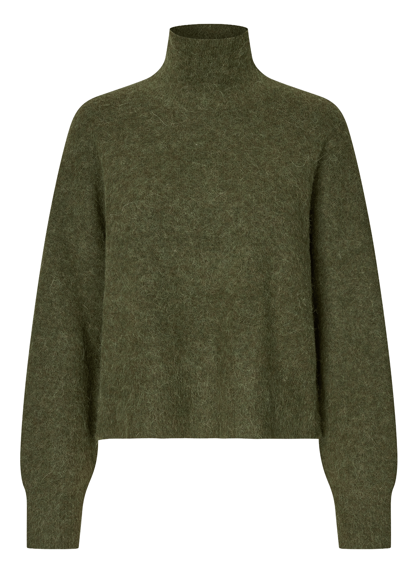 High-neck alpaca- and merino wool-blend sweater SAMSOE SAMSOE Khaki
