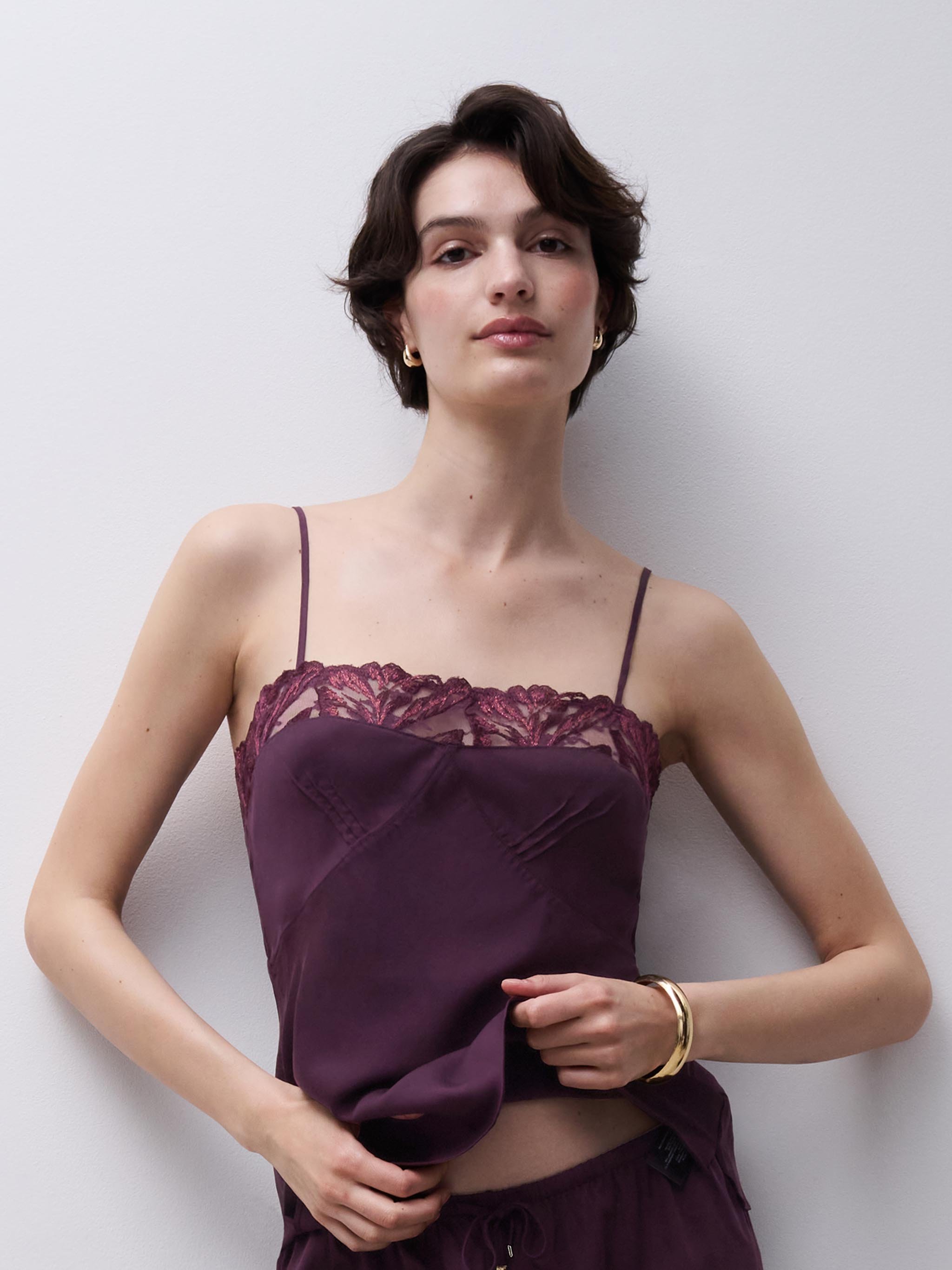 Floral embroidered camisole CHANTELLE Purple