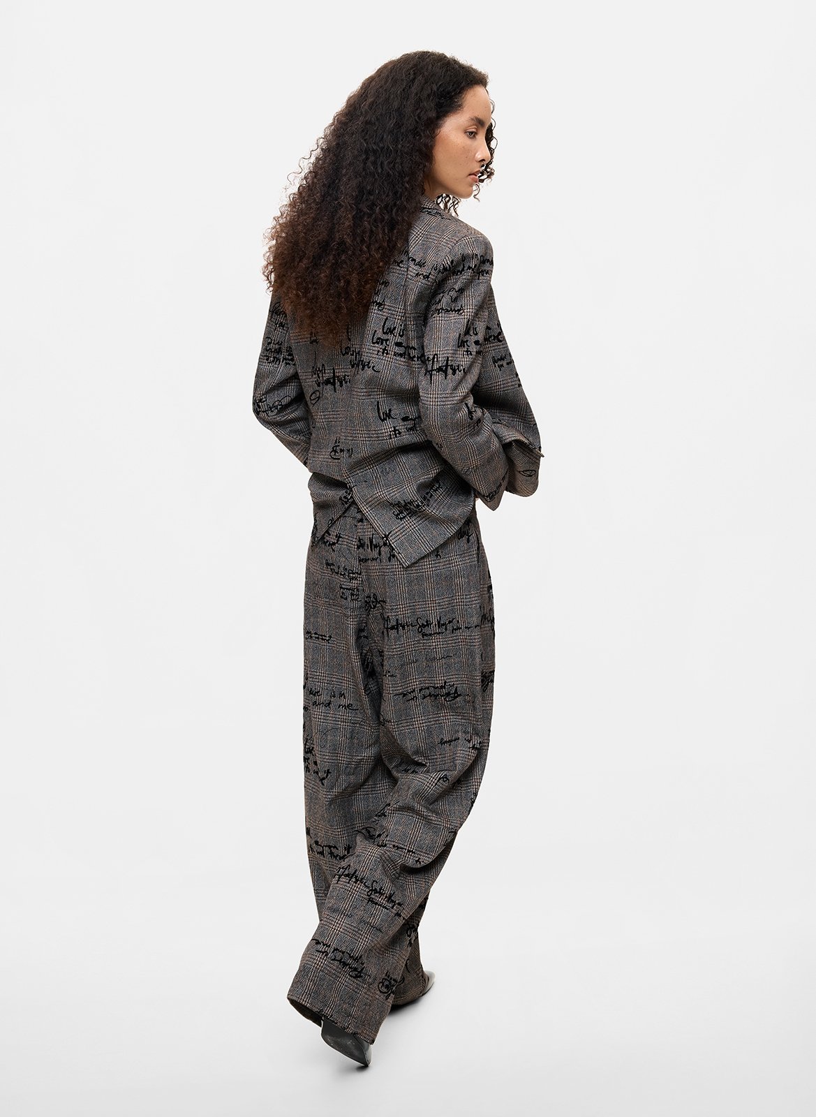 Straight Wide Leg Checked Print Pants DESIGUAL Black