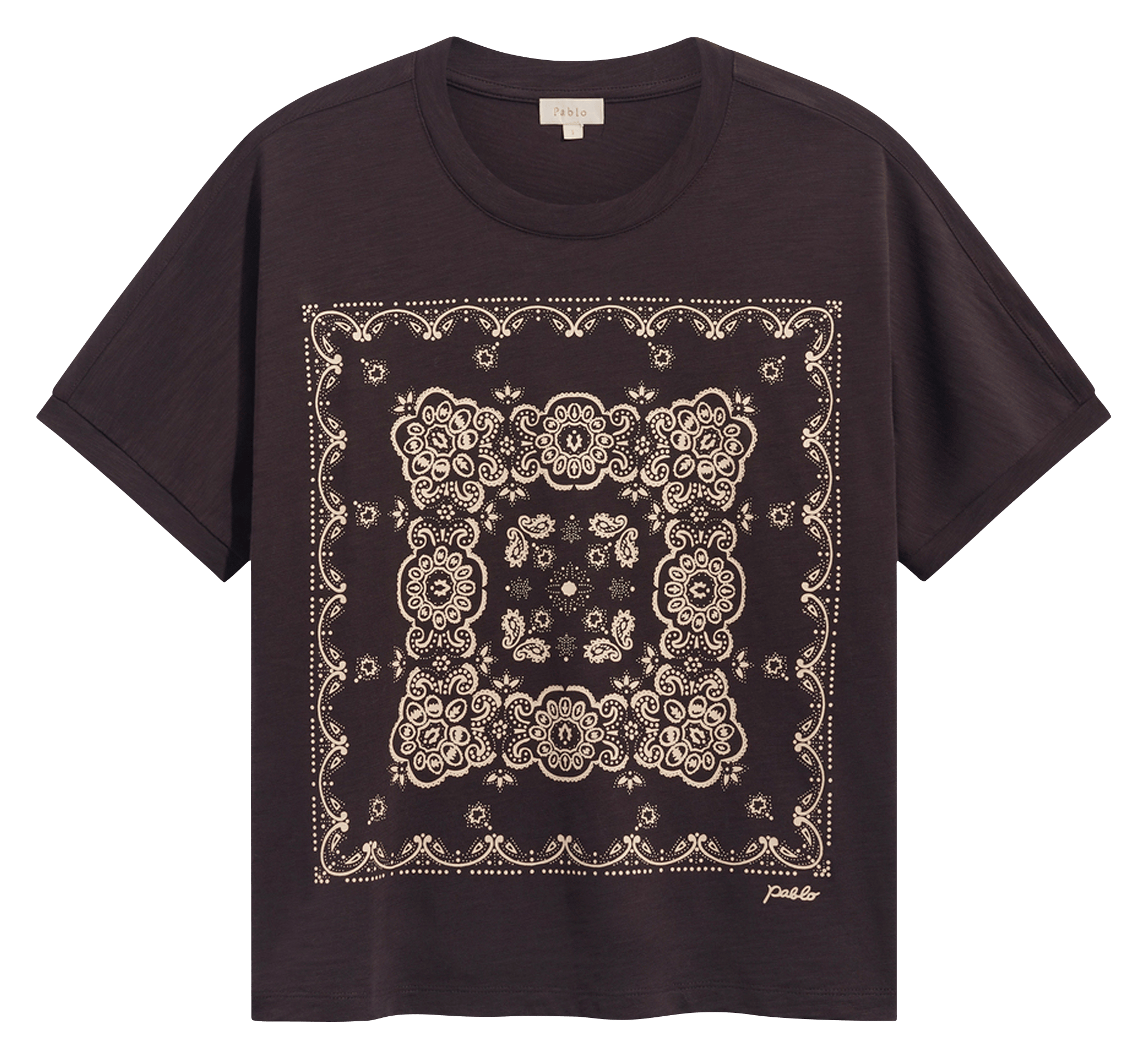 T-shirt met ronde hals en print PABLO Bruin