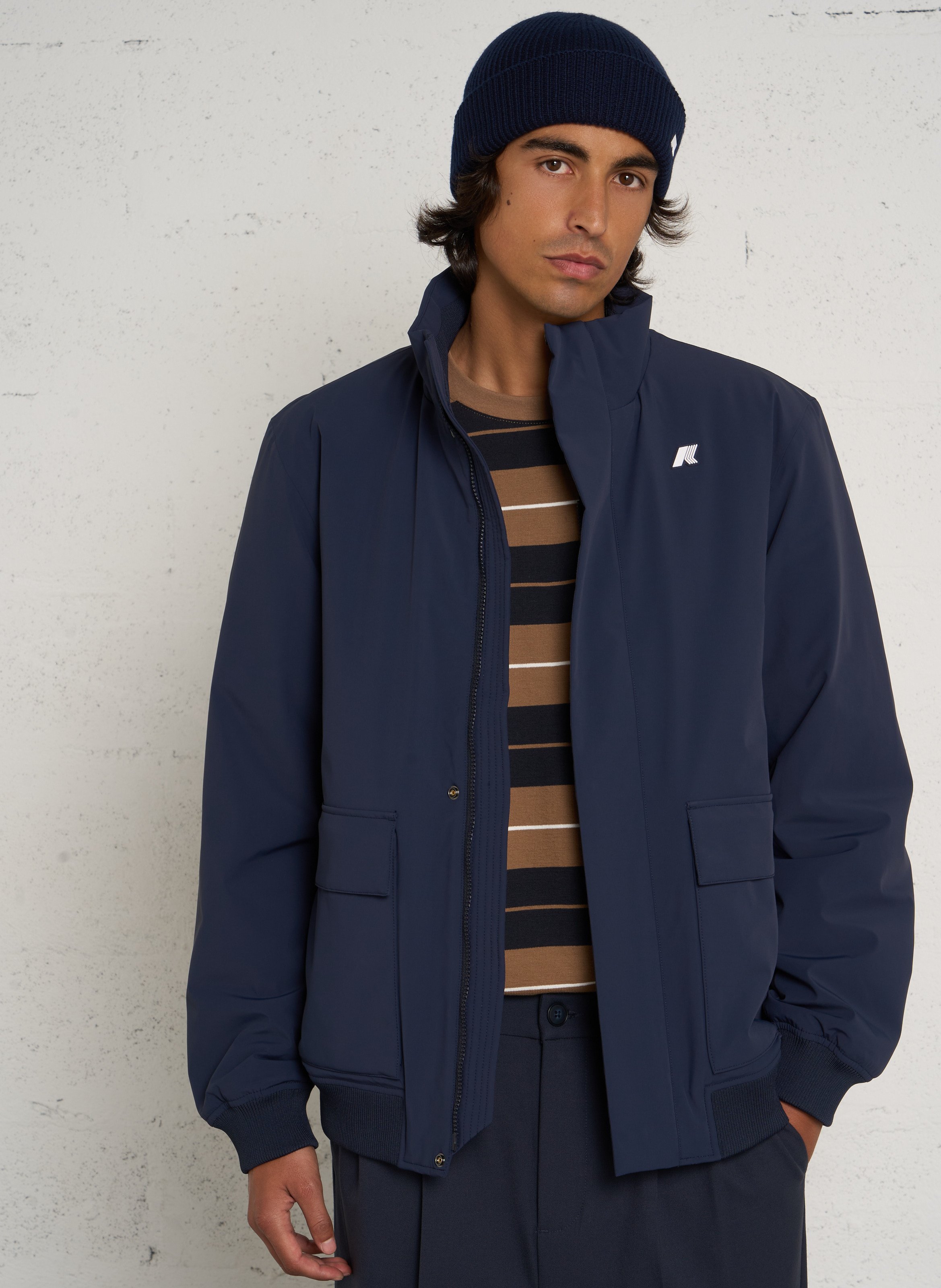 Gerade geschnittene Jacke mit Stehkragen K-WAY Blau