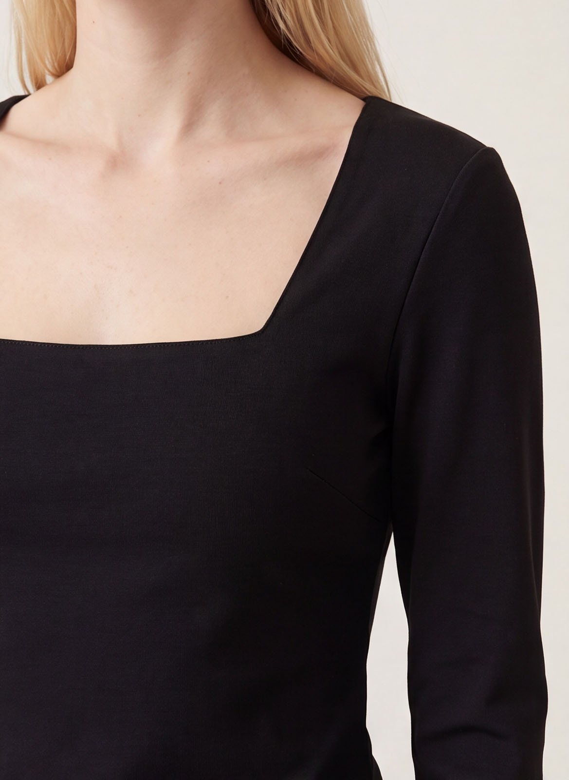 Top droit col carré en coton mélangé | Noir KOOKAI Femme