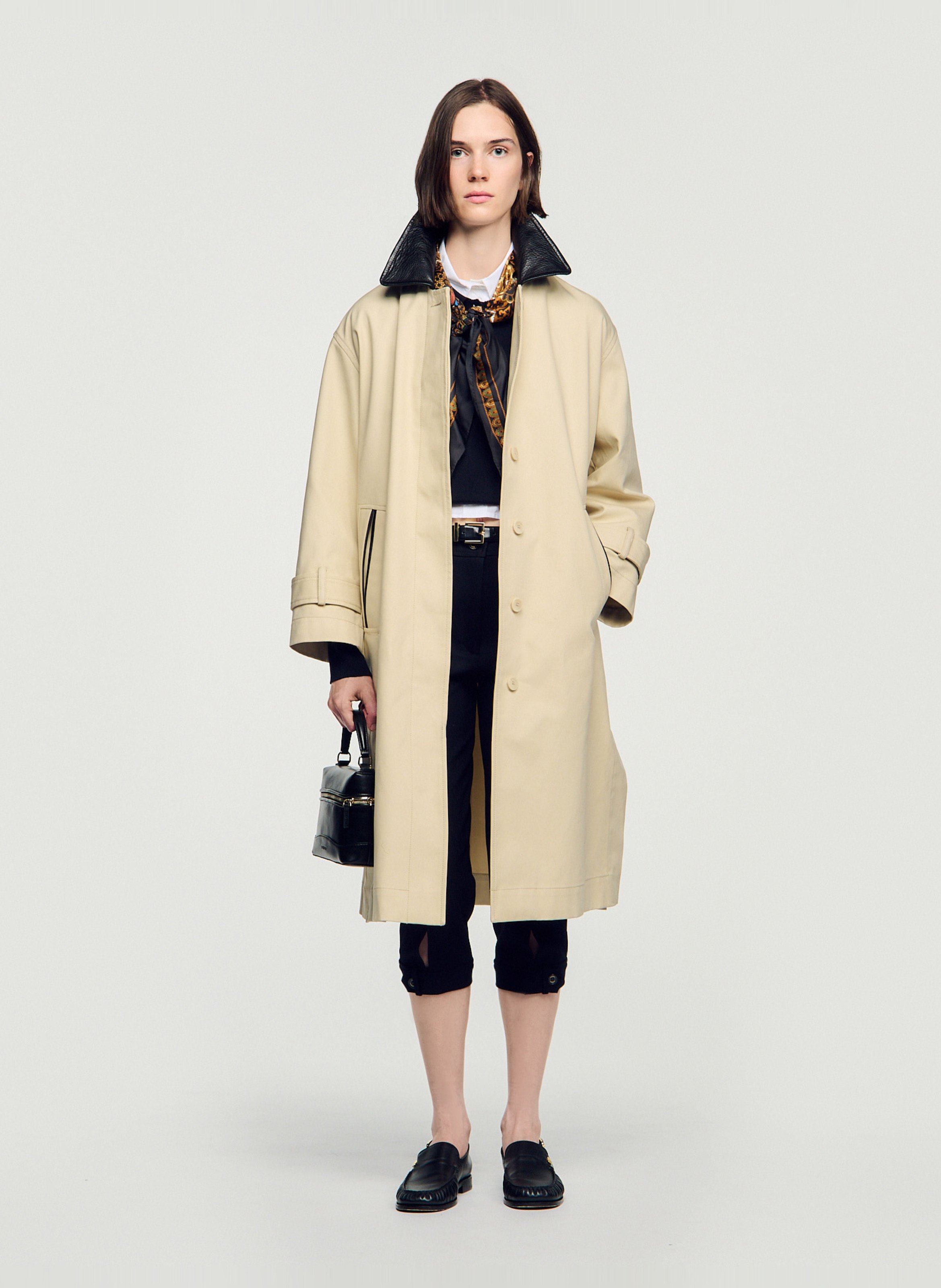 Manteau oversize en coton SANDRO Beige