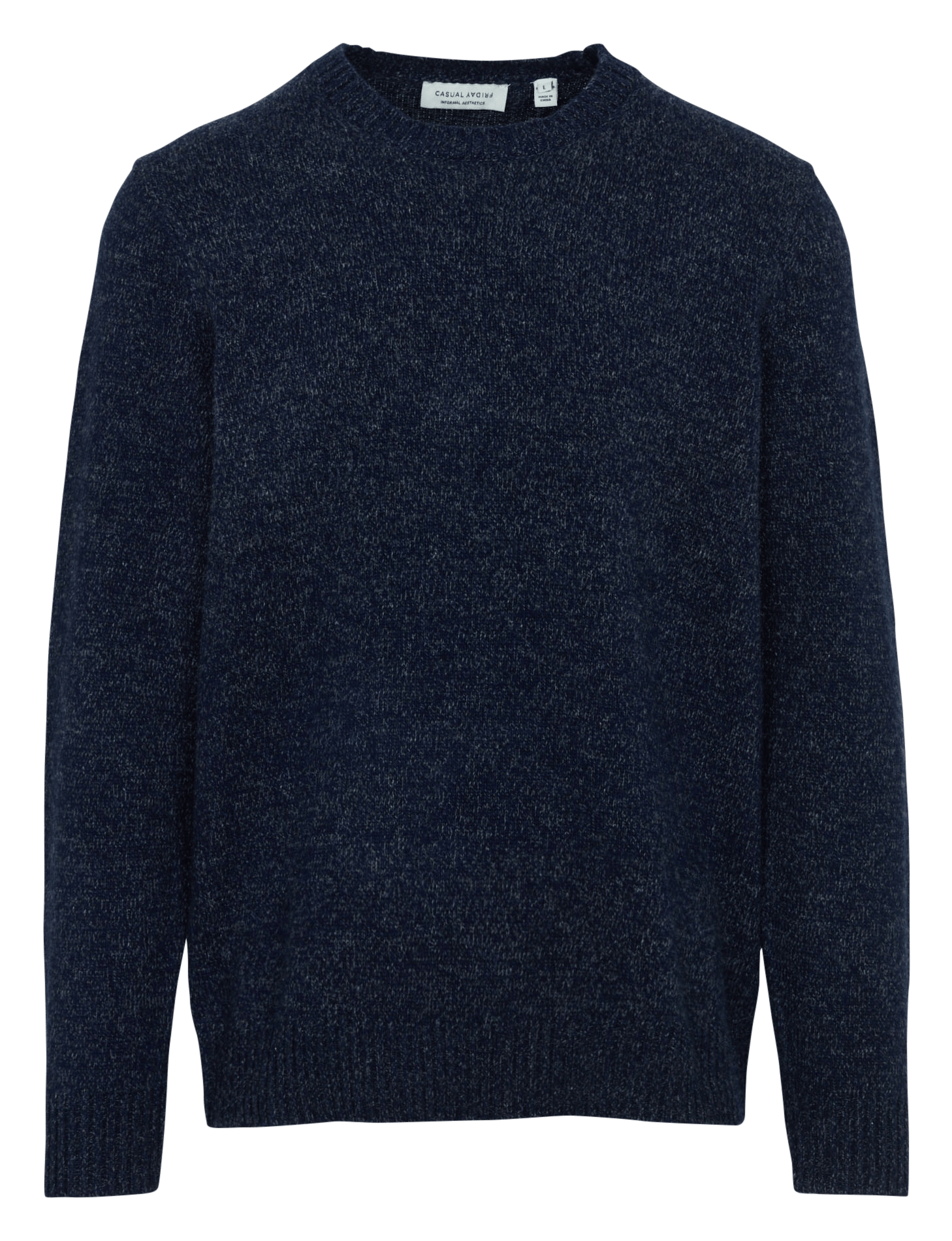 Gerade geschnittener Pullover aus Wollmix mit Rundhalsausschnitt CASUAL FRIDAY Blau