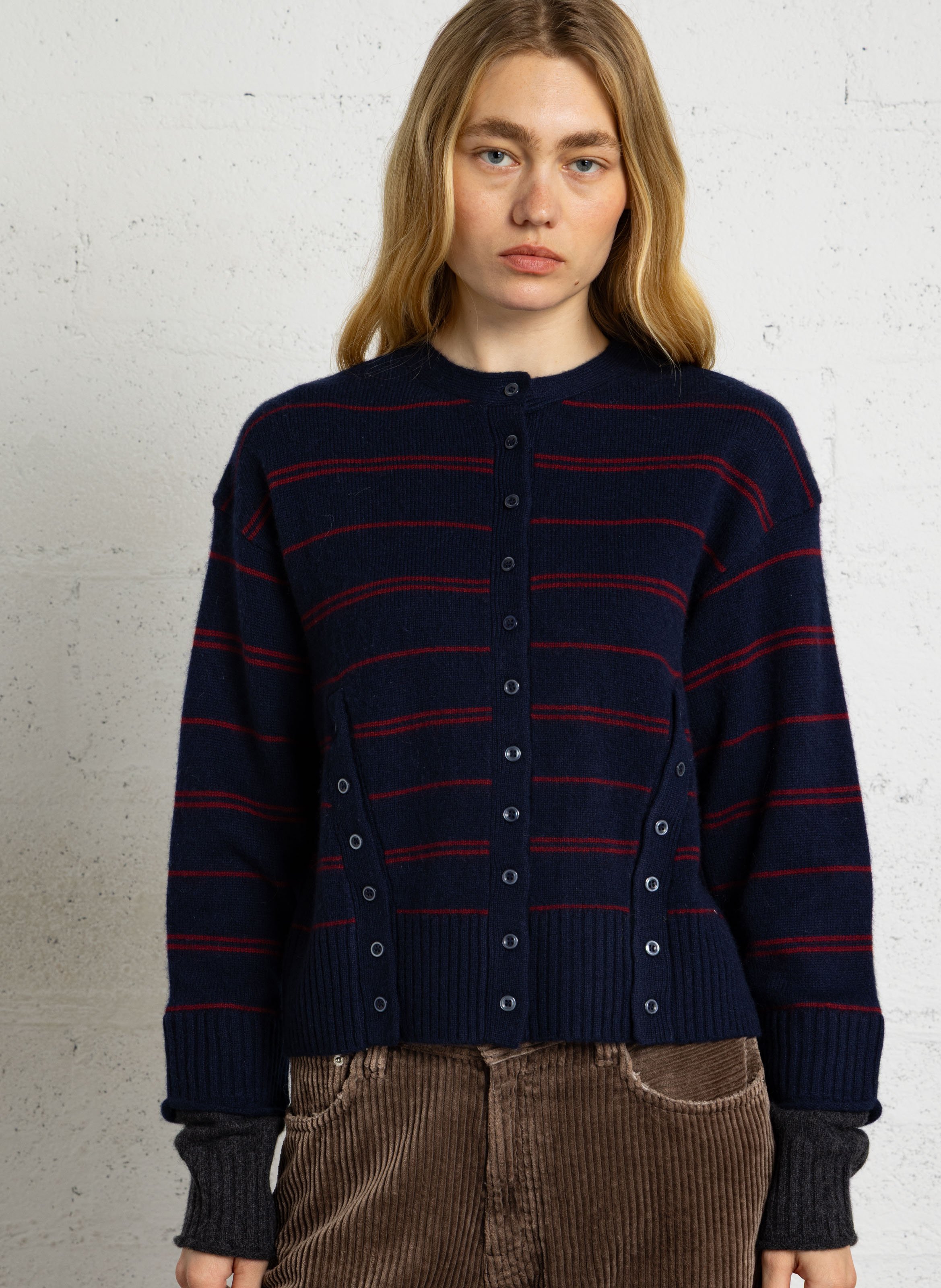 Round-neck wool cardigan DAMSON MADDER Blue