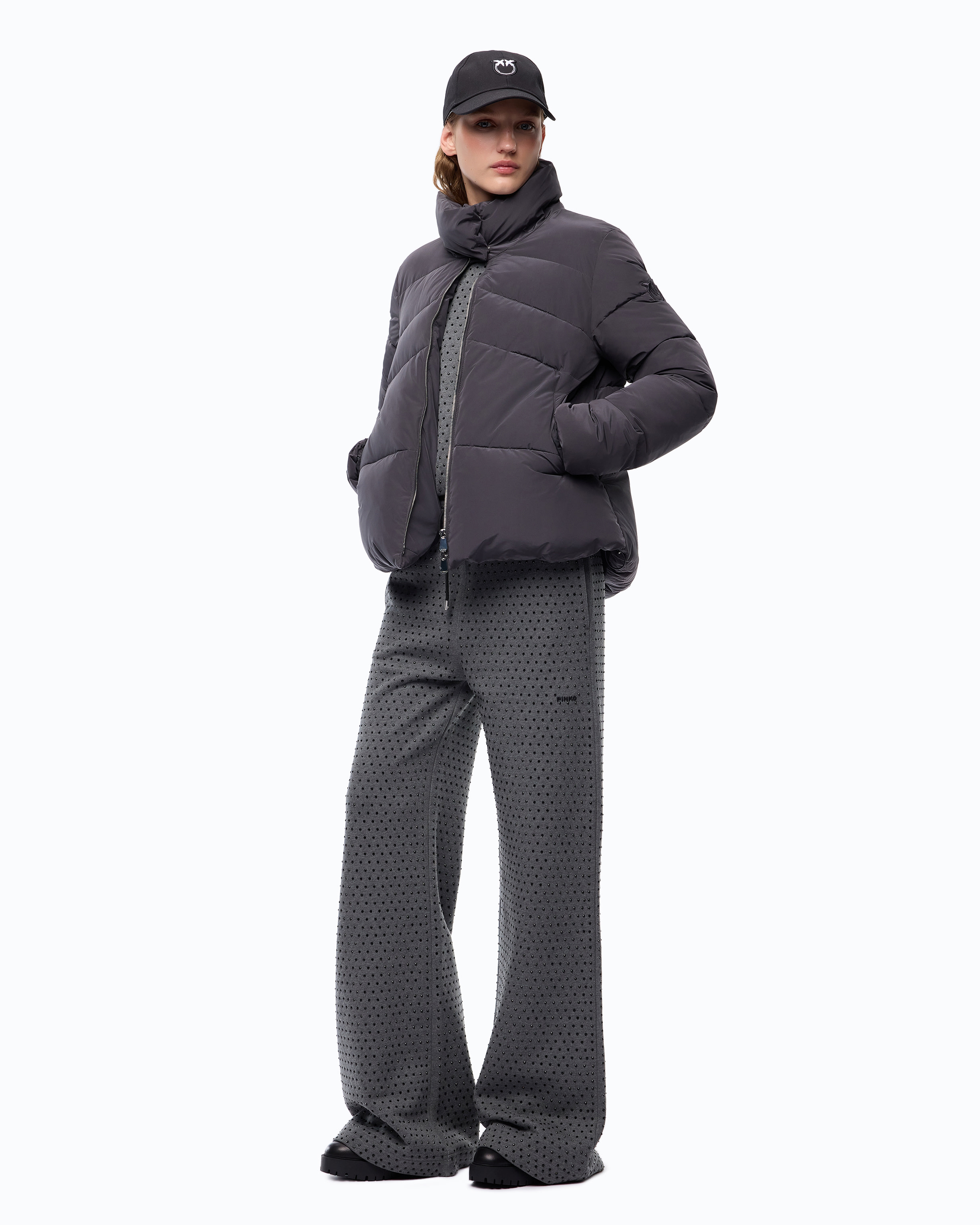 Water-repellent technical fabric pea coat PINKO Black