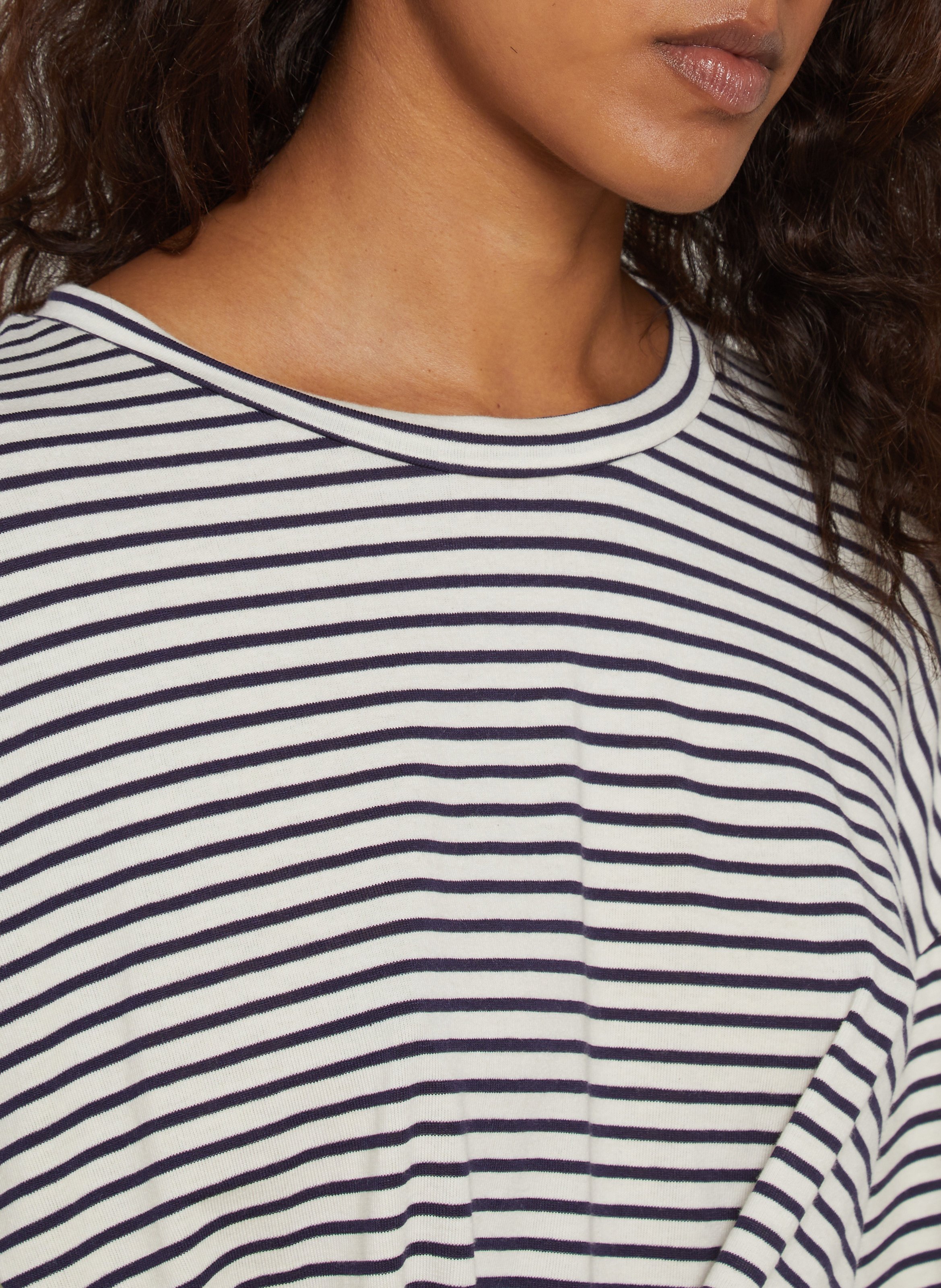 Straight long-sleeved striped T-shirt PLEASE Beige