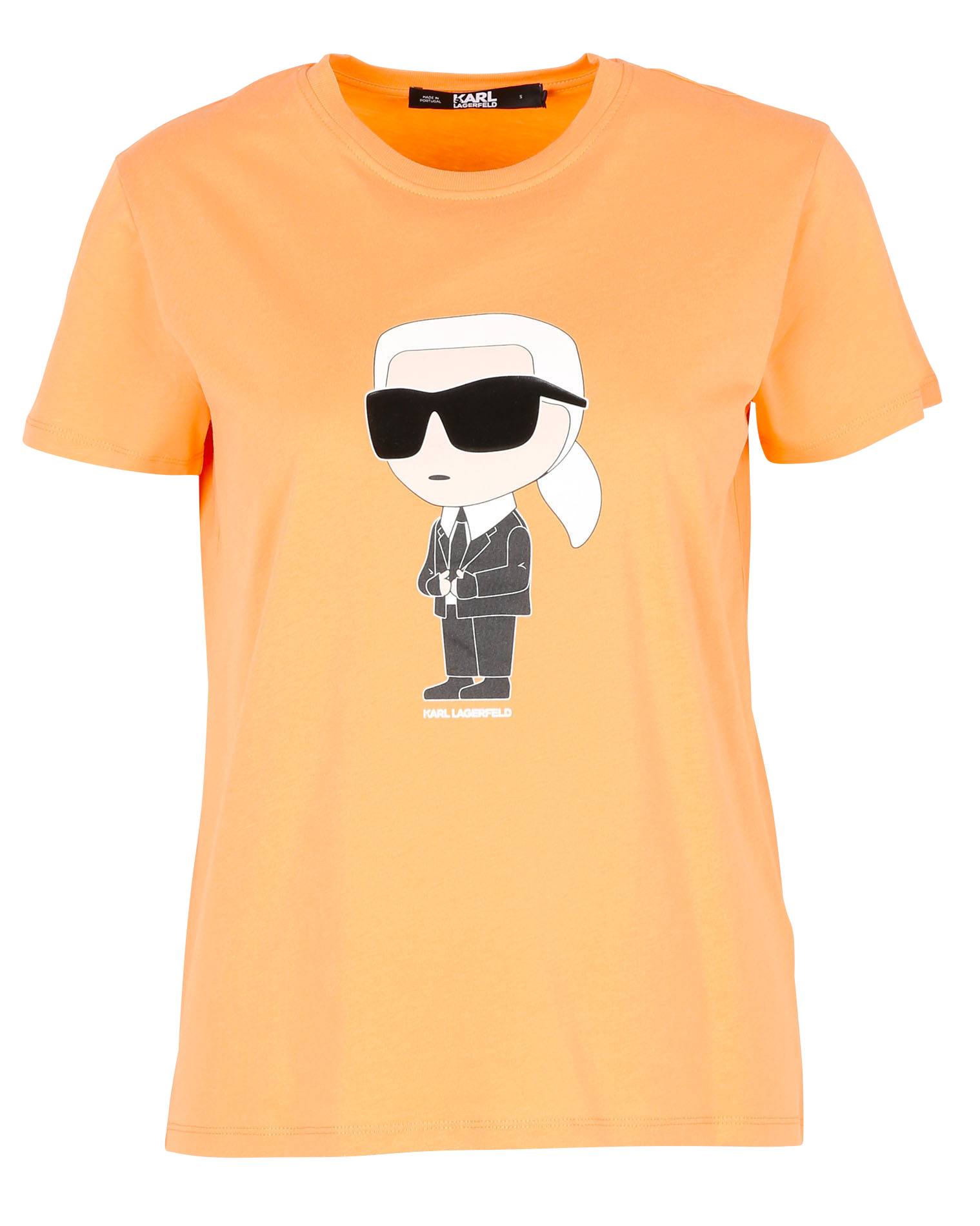 Round-neck organic cotton T-shirt with screen print KARL LAGERFELD Orange