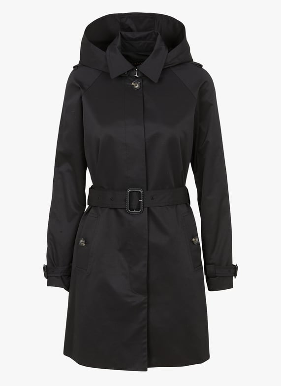 Trench a Capuche En Coton Melange Pragueb Noir Caroll Femme 1311004 1022 NOIR Place des Tendances